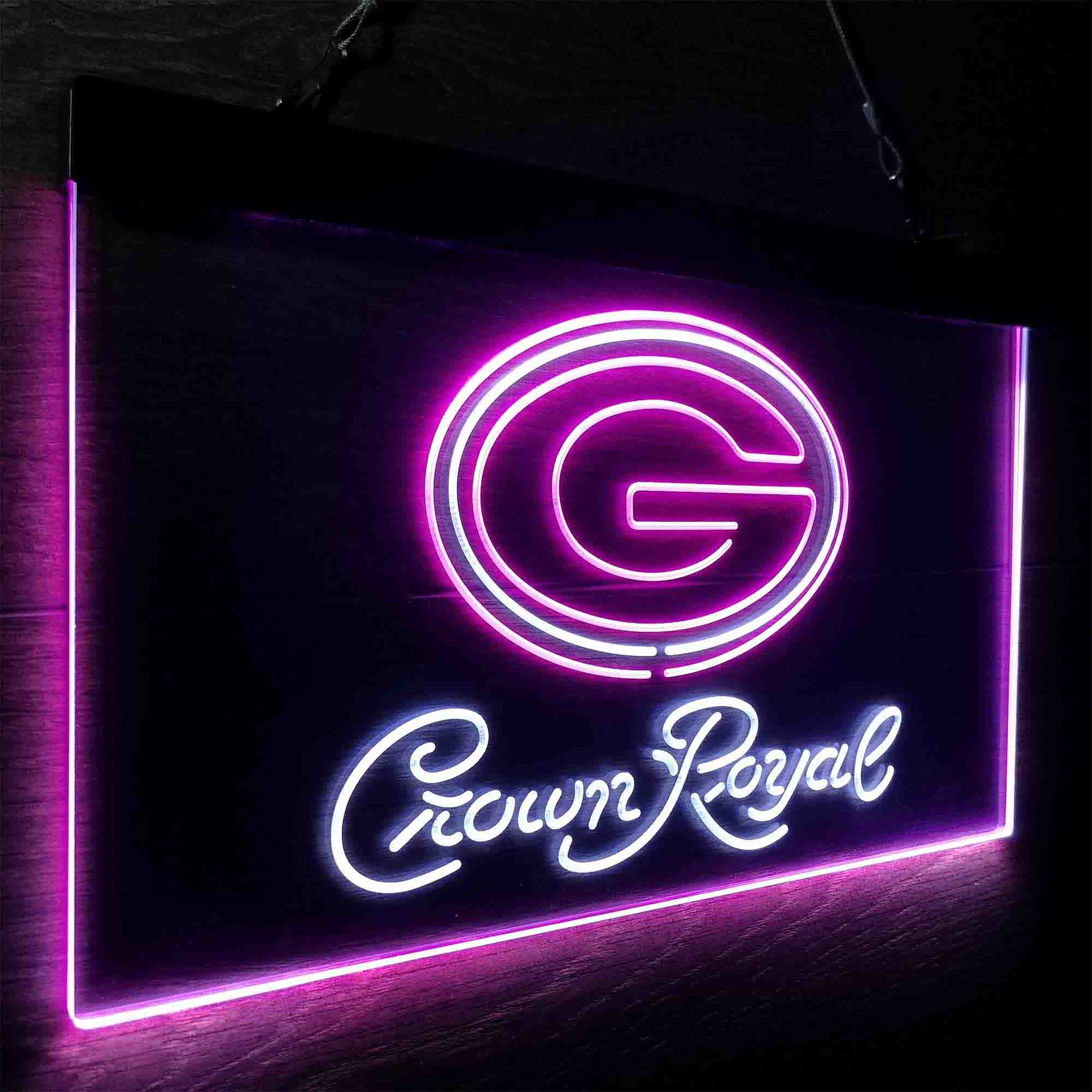 Green Bay Packers Crown Royal Bar Neon-Like LED Sign - ProLedSign