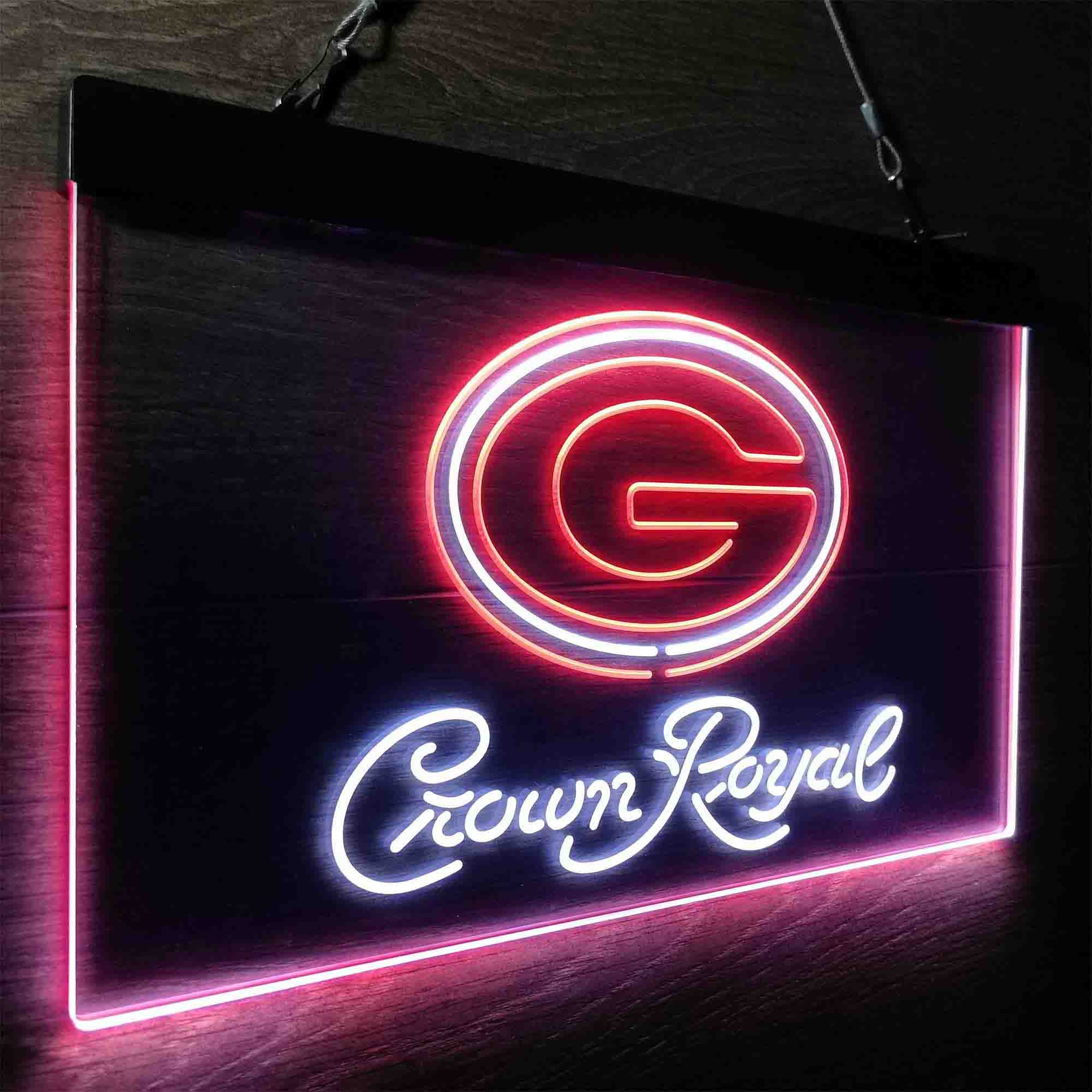 Green Bay Packers Crown Royal Bar Neon-Like LED Sign - ProLedSign