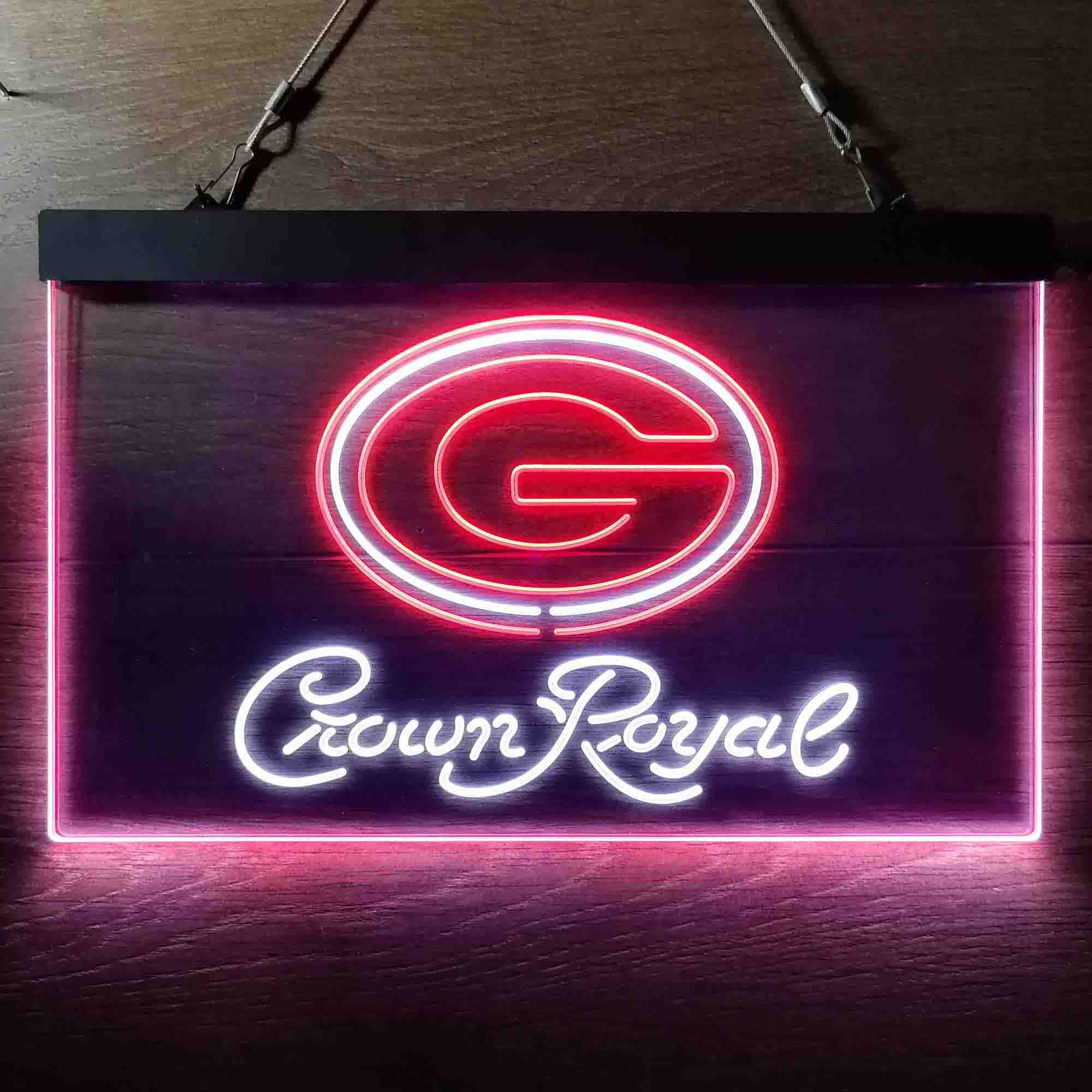 Green Bay Packers Crown Royal Bar Neon-Like LED Sign - ProLedSign