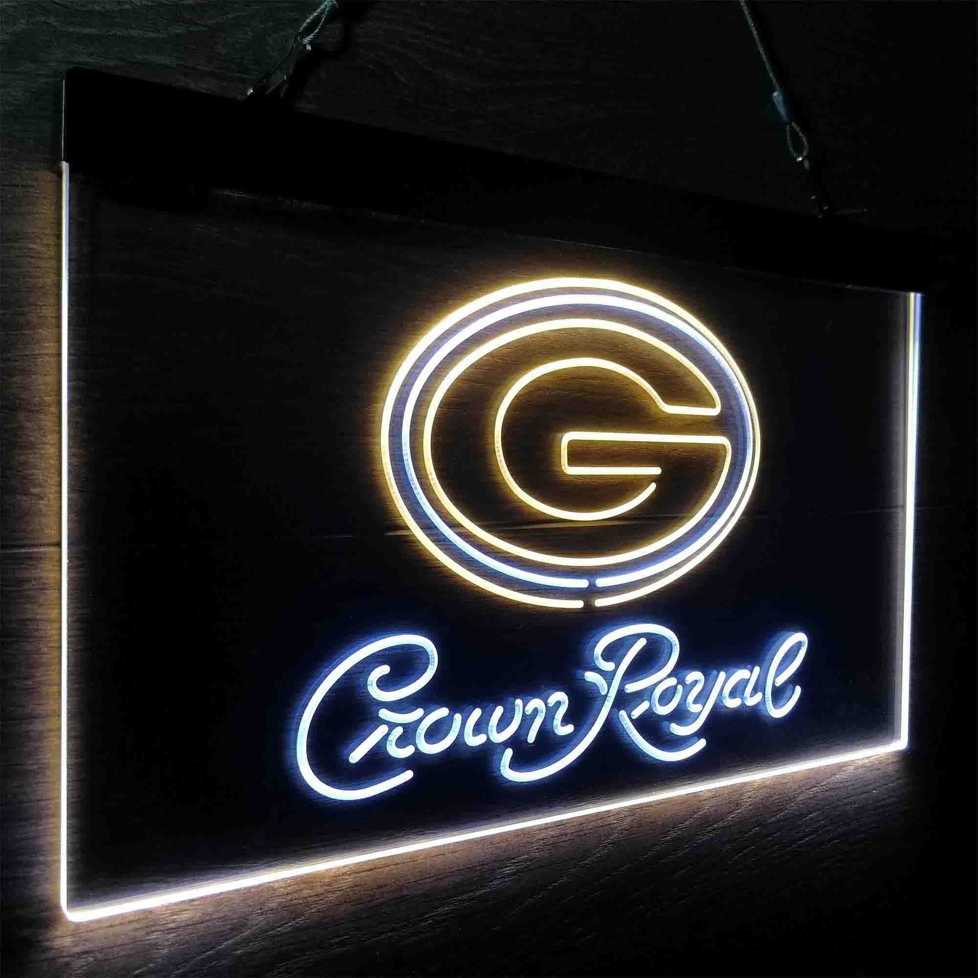 Green Bay Packers Crown Royal Bar Neon-Like LED Sign - ProLedSign