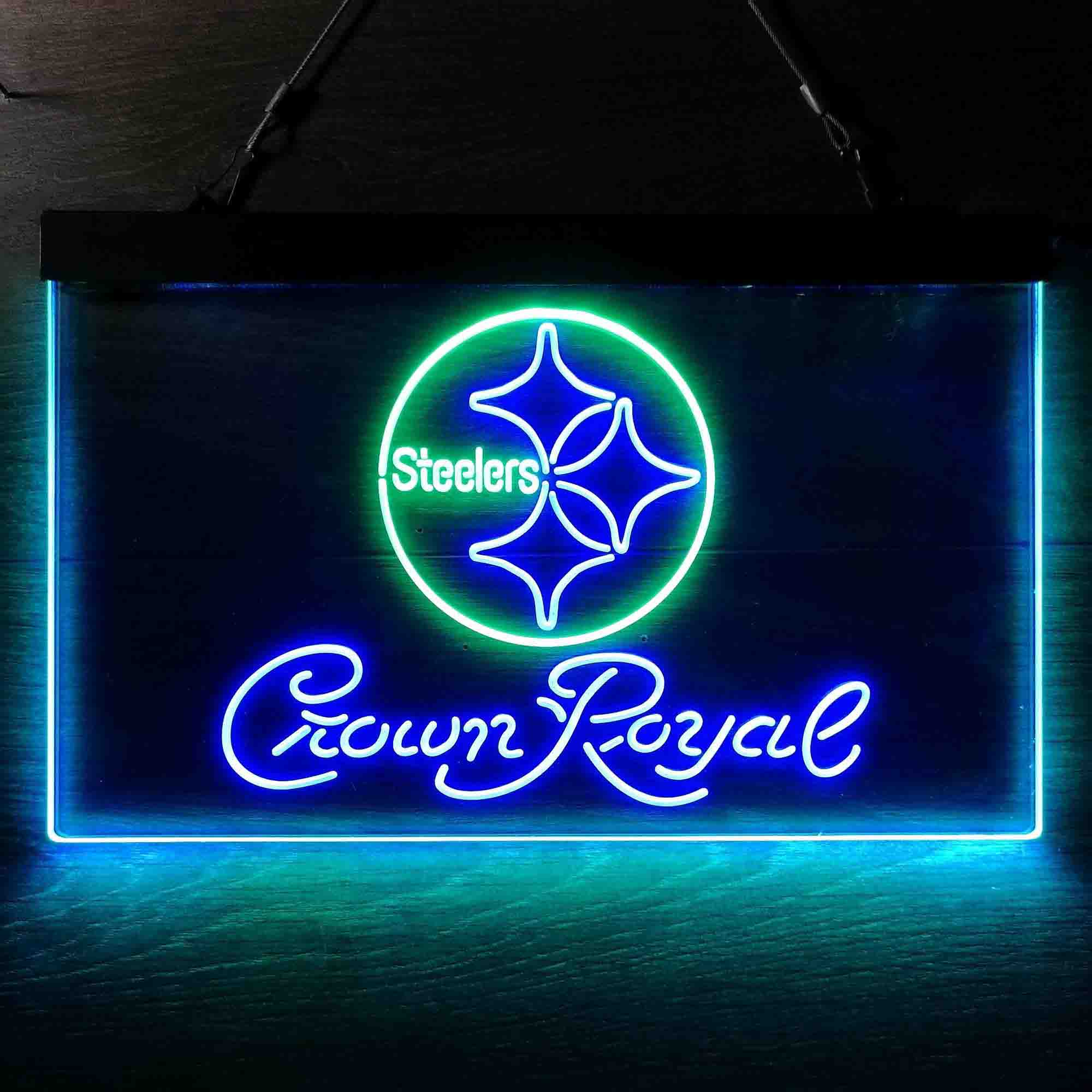 Crown Royal Bar Pittsburgh Steelers Est. 1933 Neon-Like LED Light Sign