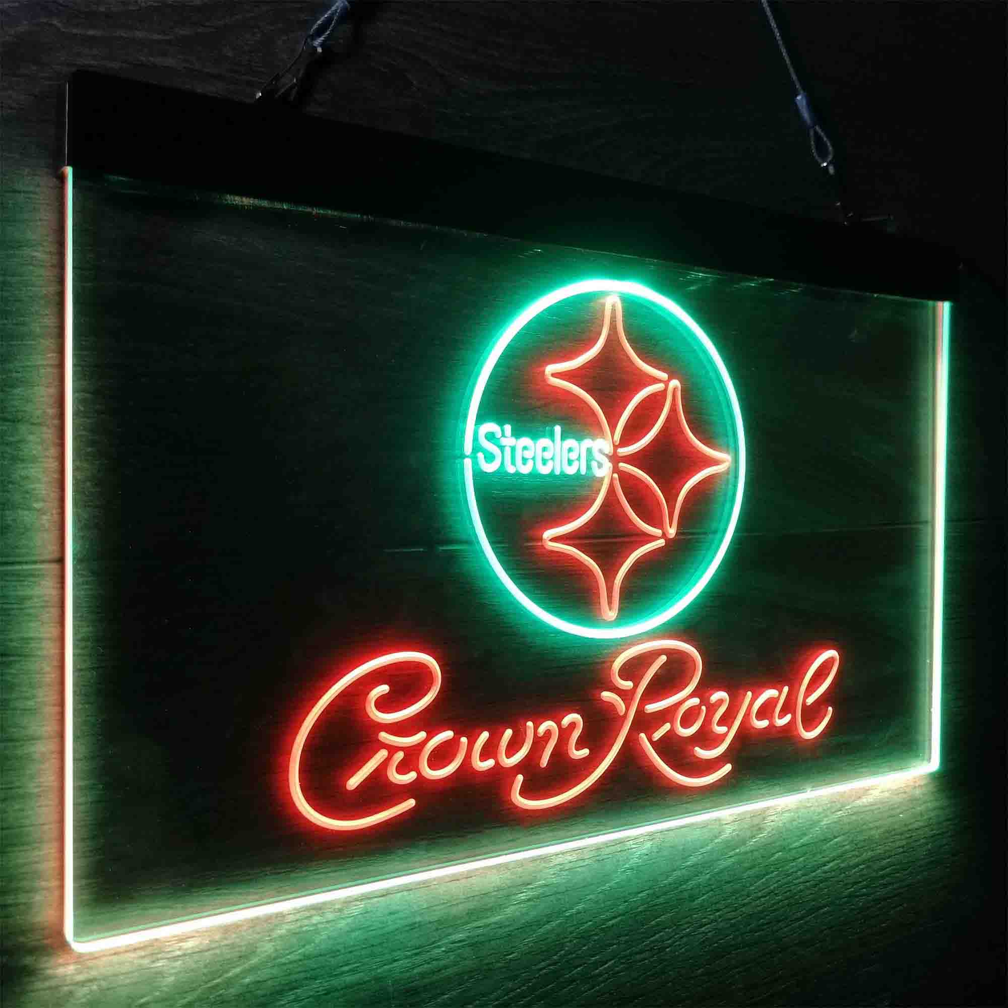 Crown Royal Bar Pittsburgh Steelers Est. 1933 Neon-Like LED Light Sign - led lab cave