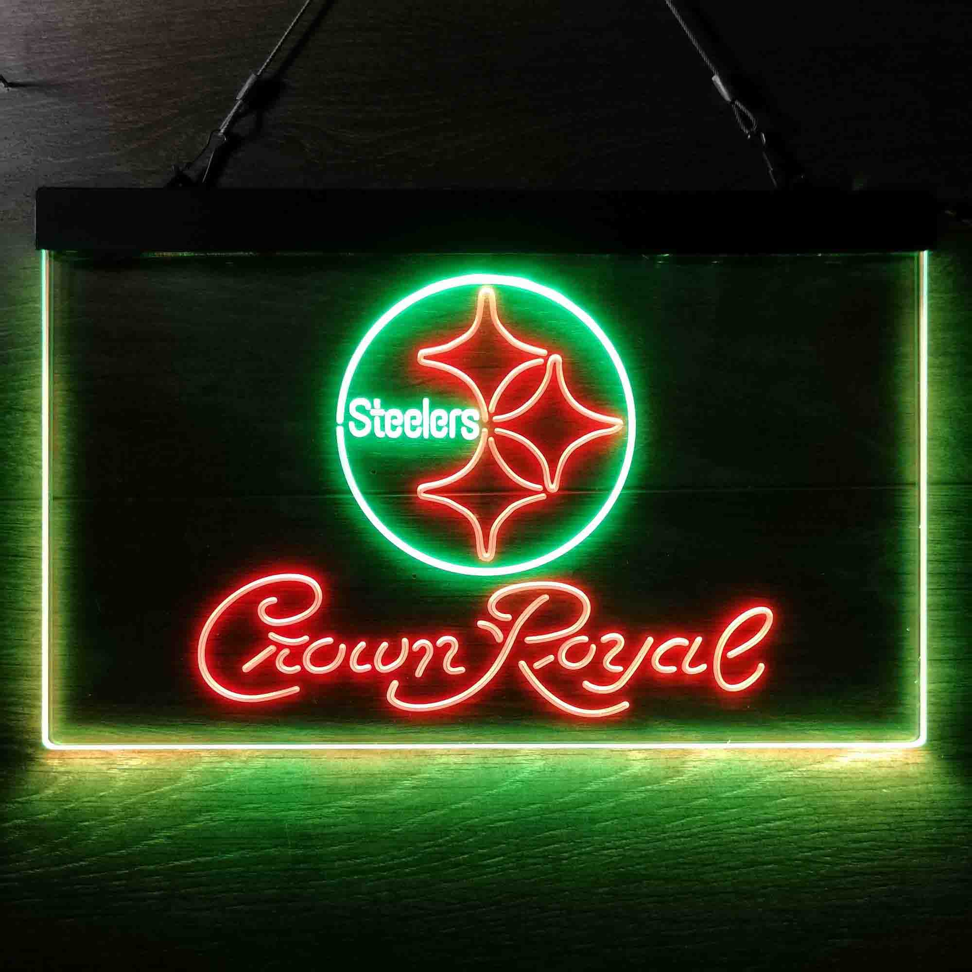 Crown Royal Bar Pittsburgh Steelers Est. 1933 Neon-Like LED Light Sign - led lab cave