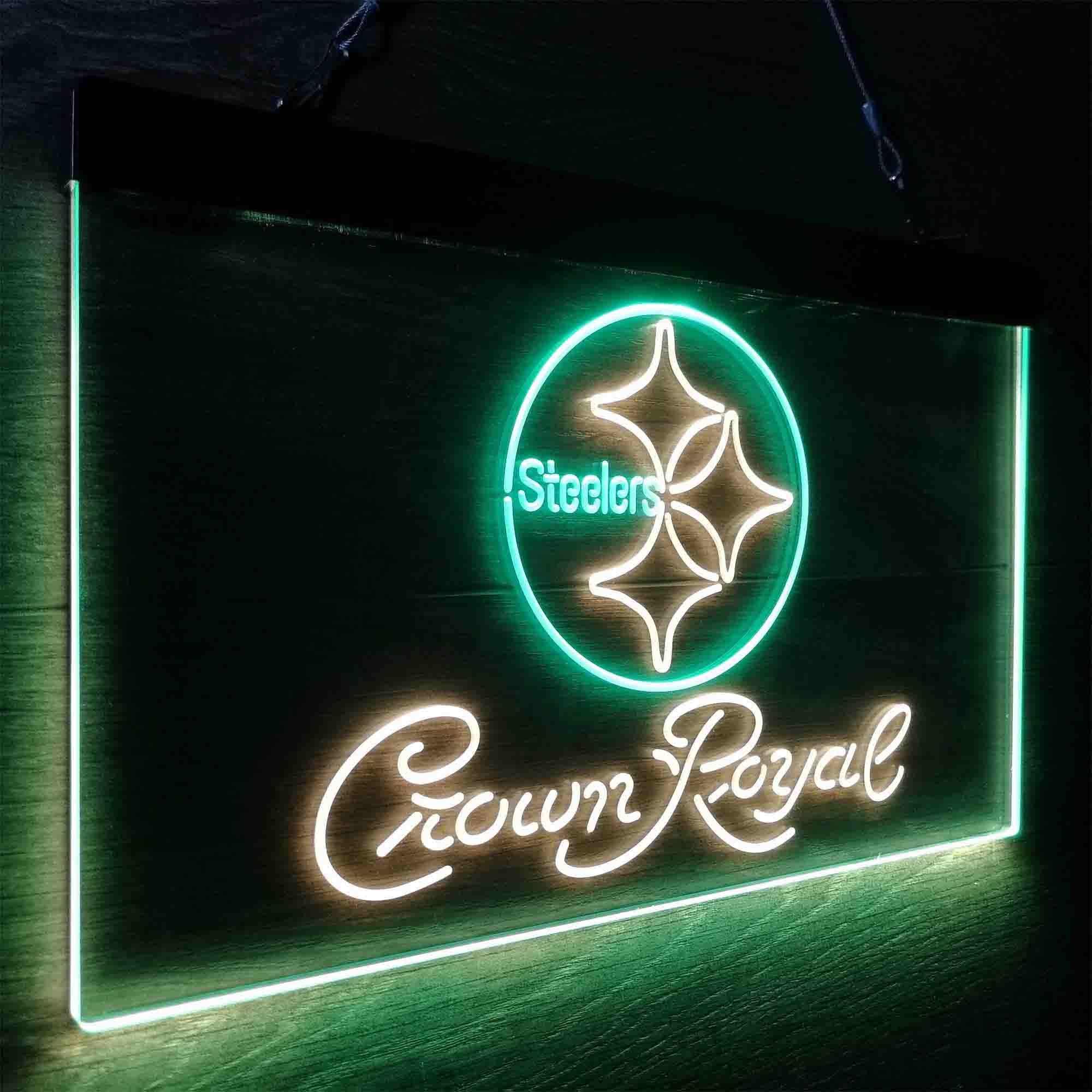 Crown Royal Bar Pittsburgh Steelers Est. 1933 Neon-Like LED Light Sign - led lab cave