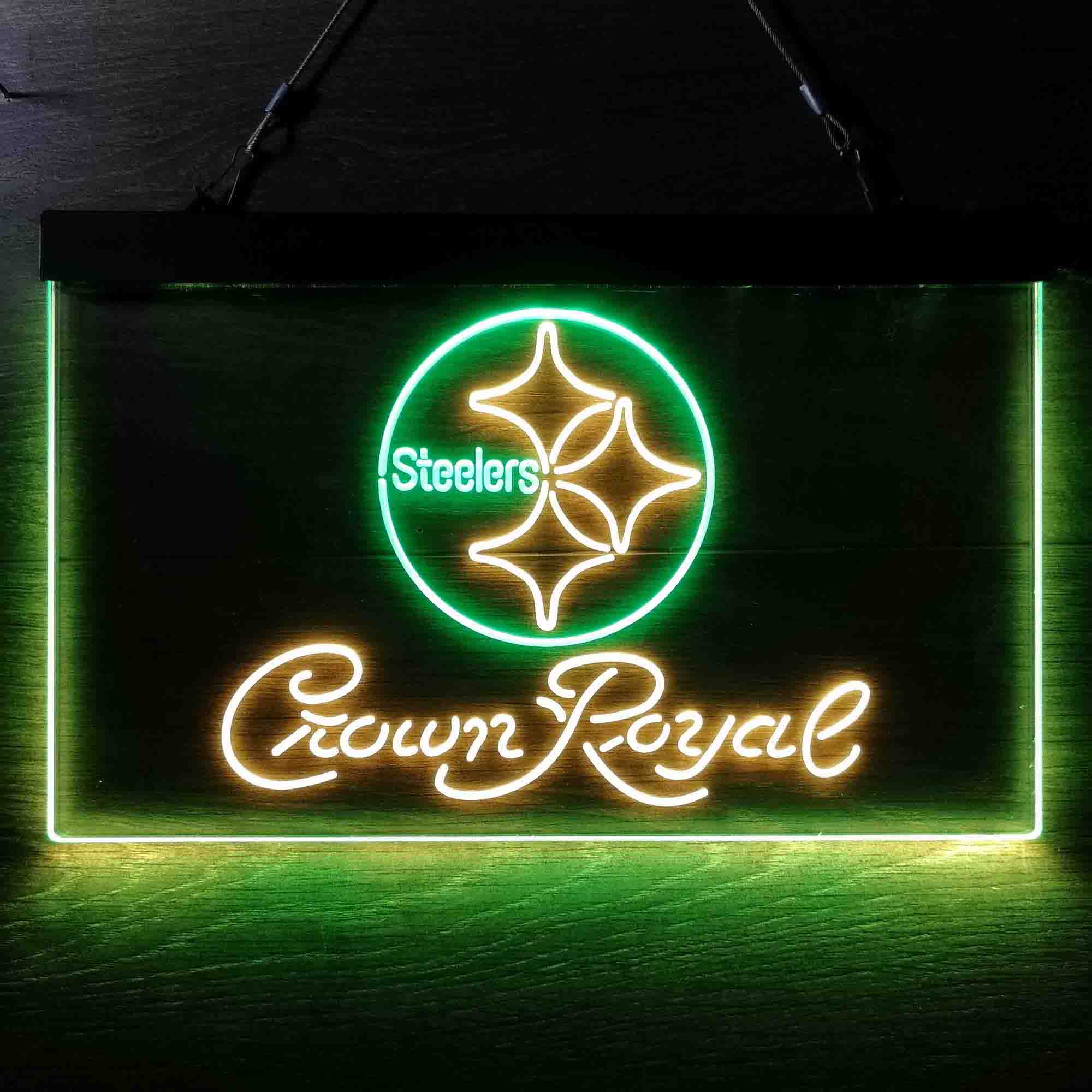 Crown Royal Bar Pittsburgh Steelers Est. 1933 Neon-Like LED Light Sign - led lab cave