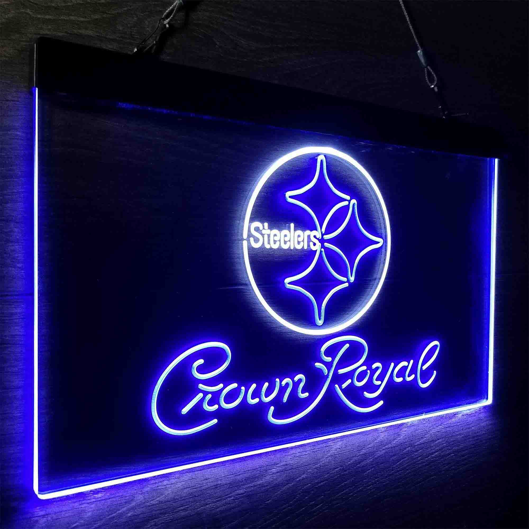 Crown Royal Bar Pittsburgh Steelers Est. 1933 Neon-Like LED Light Sign - led lab cave