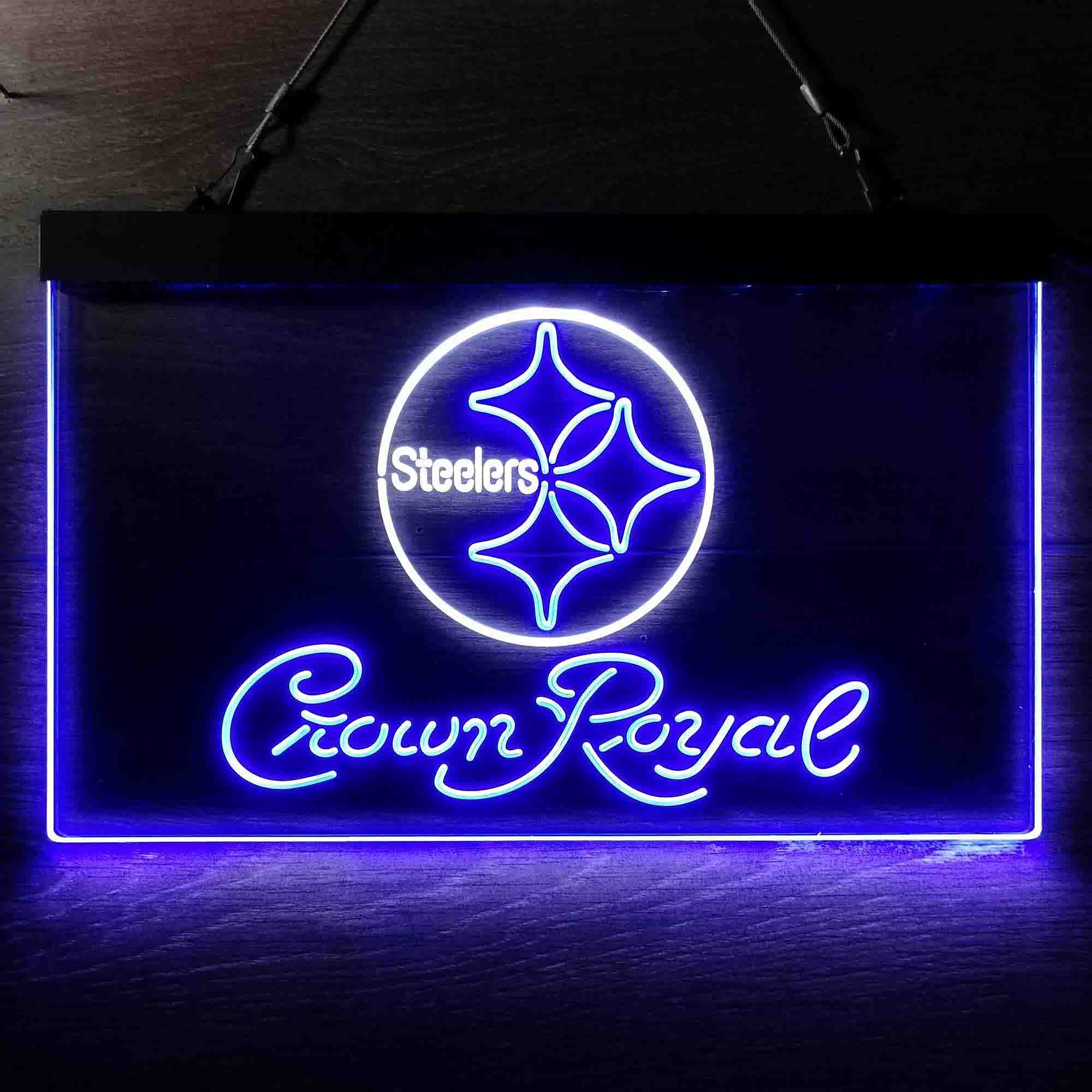 Crown Royal Bar Pittsburgh Steelers Est. 1933 Neon-Like LED Light Sign - led lab cave