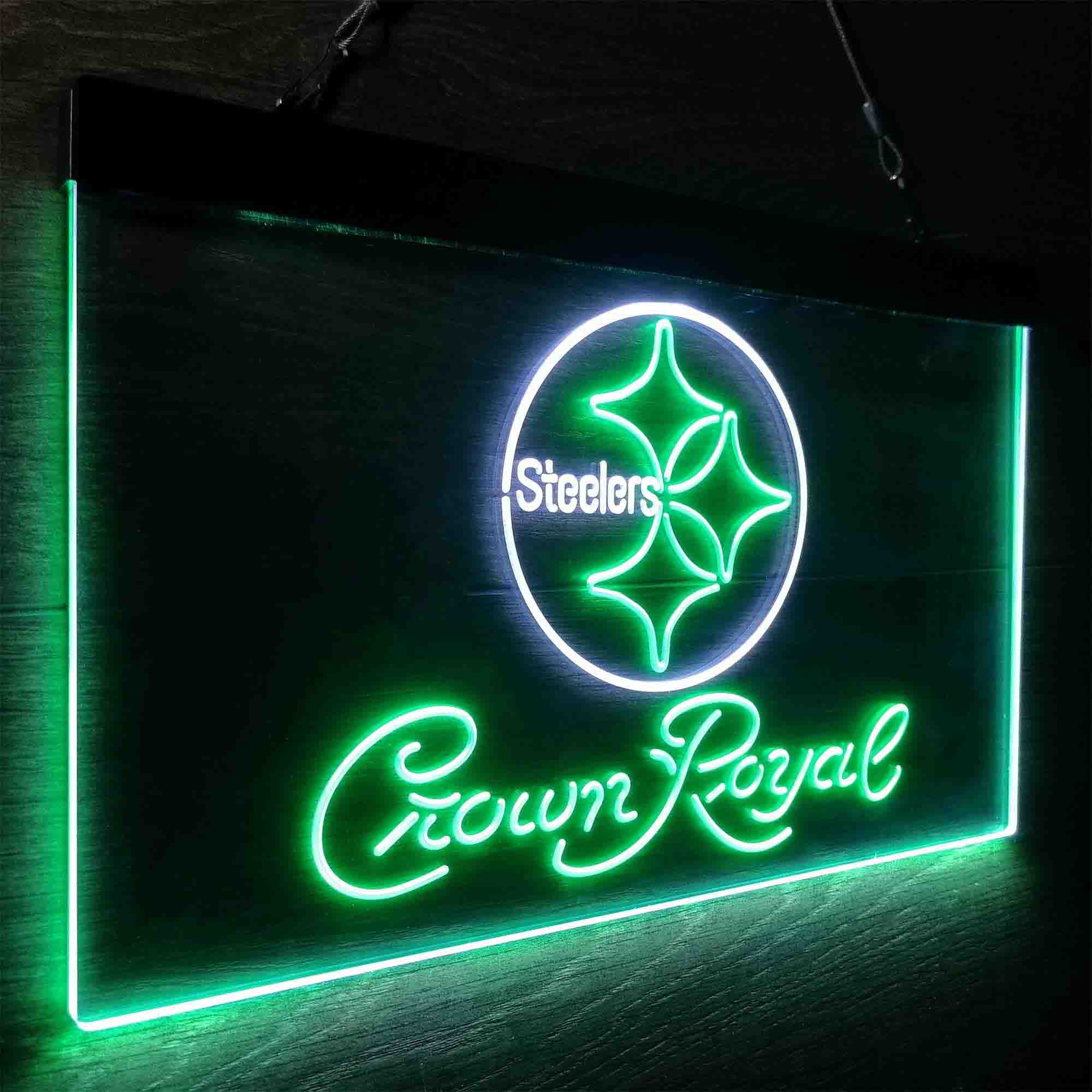 Crown Royal Bar Pittsburgh Steelers Est. 1933 Neon-Like LED Light Sign - led lab cave