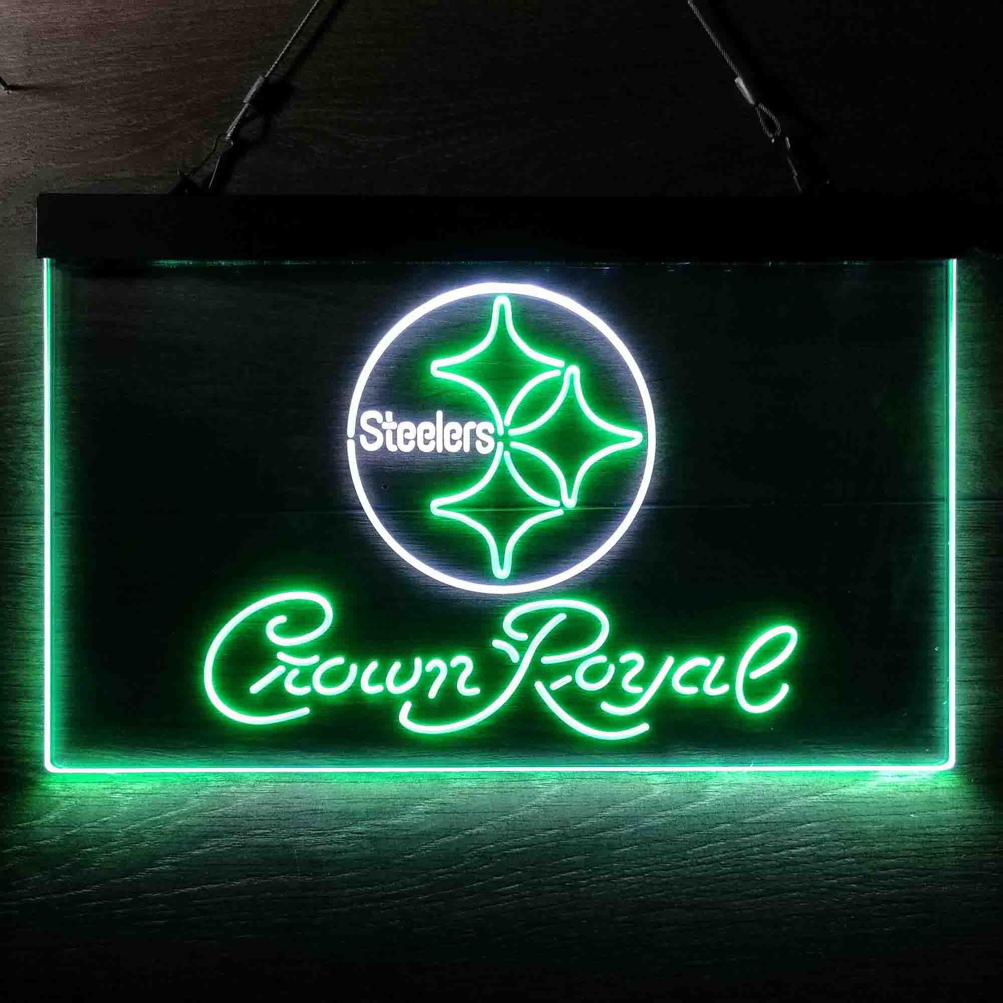 Crown Royal Bar Pittsburgh Steelers Est. 1933 Neon-Like LED Light Sign - led lab cave