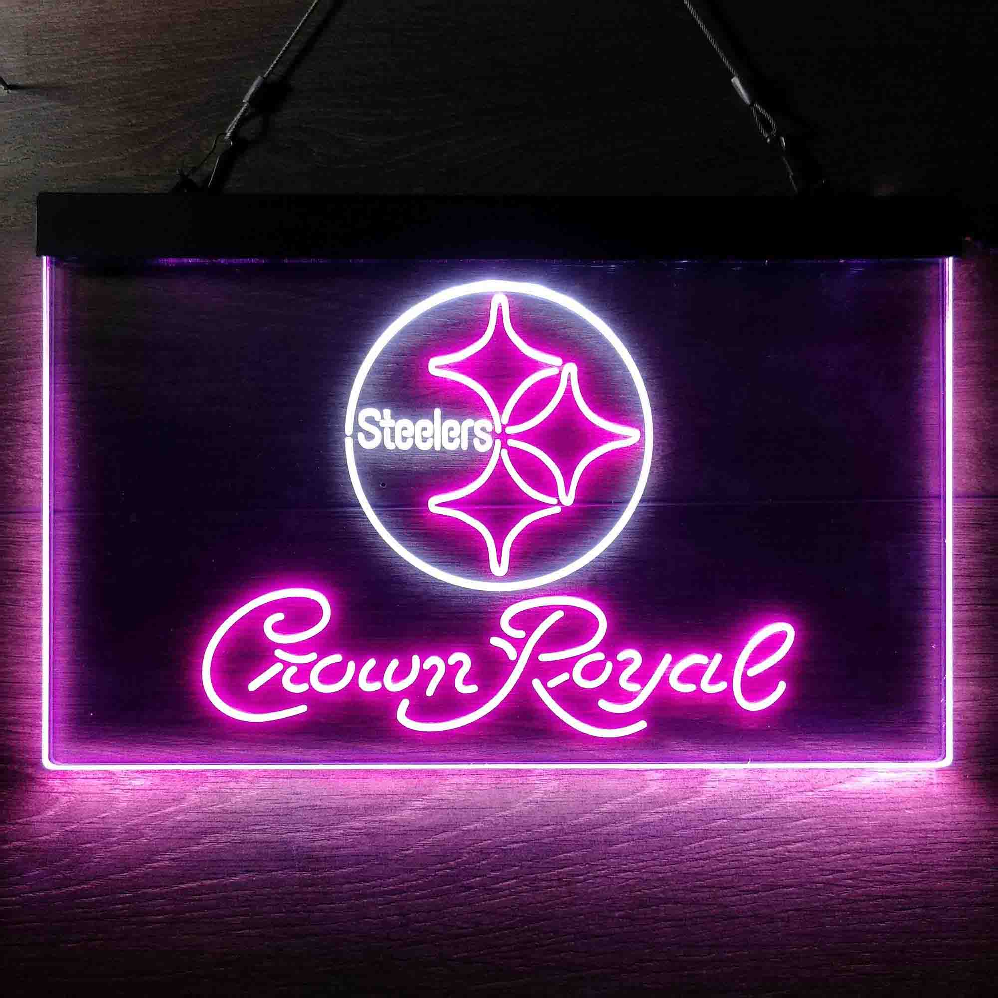 Crown Royal Bar Pittsburgh Steelers Est. 1933 Neon-Like LED Light Sign - led lab cave