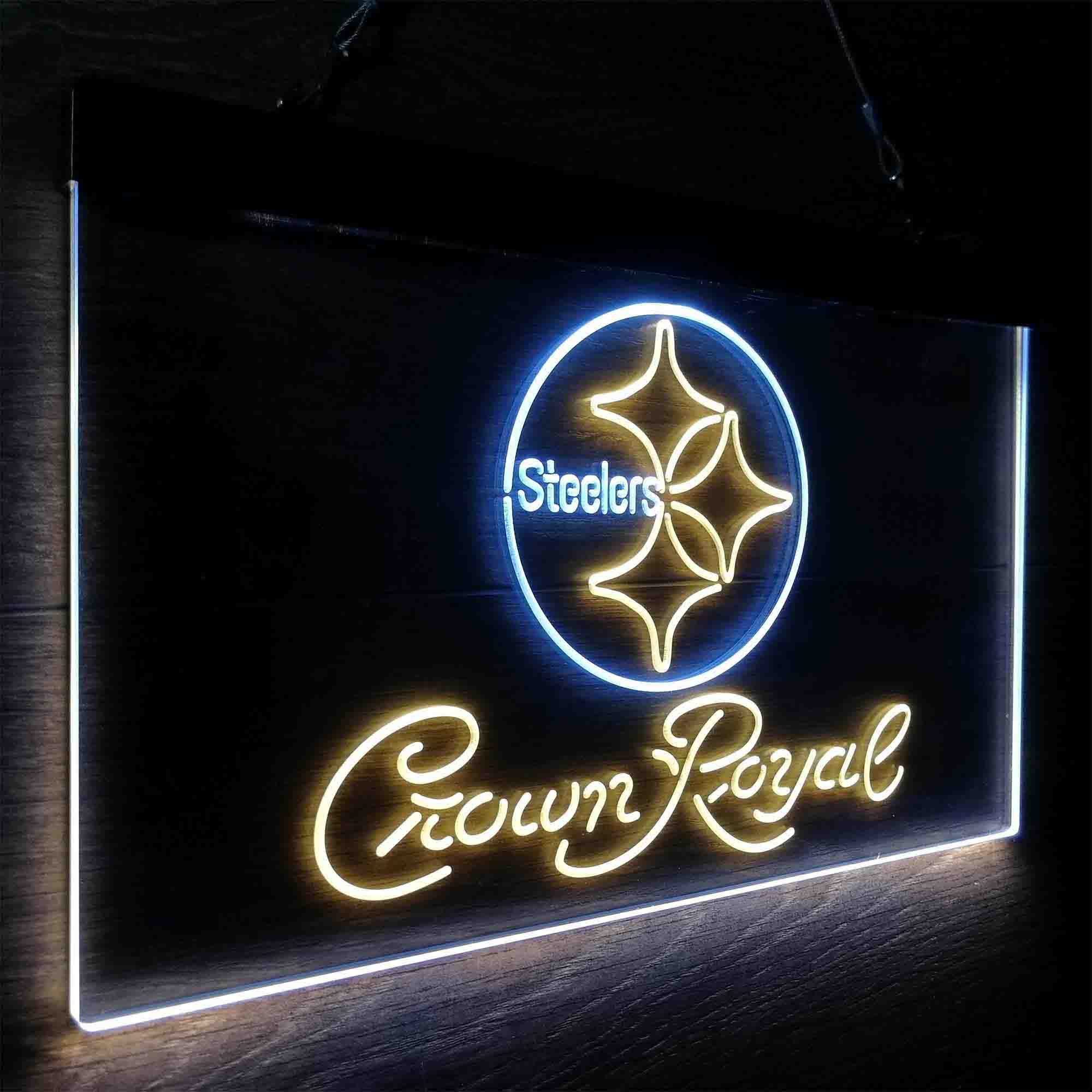 Crown Royal Bar Pittsburgh Steelers Est. 1933 Neon-Like LED Light Sign - led lab cave