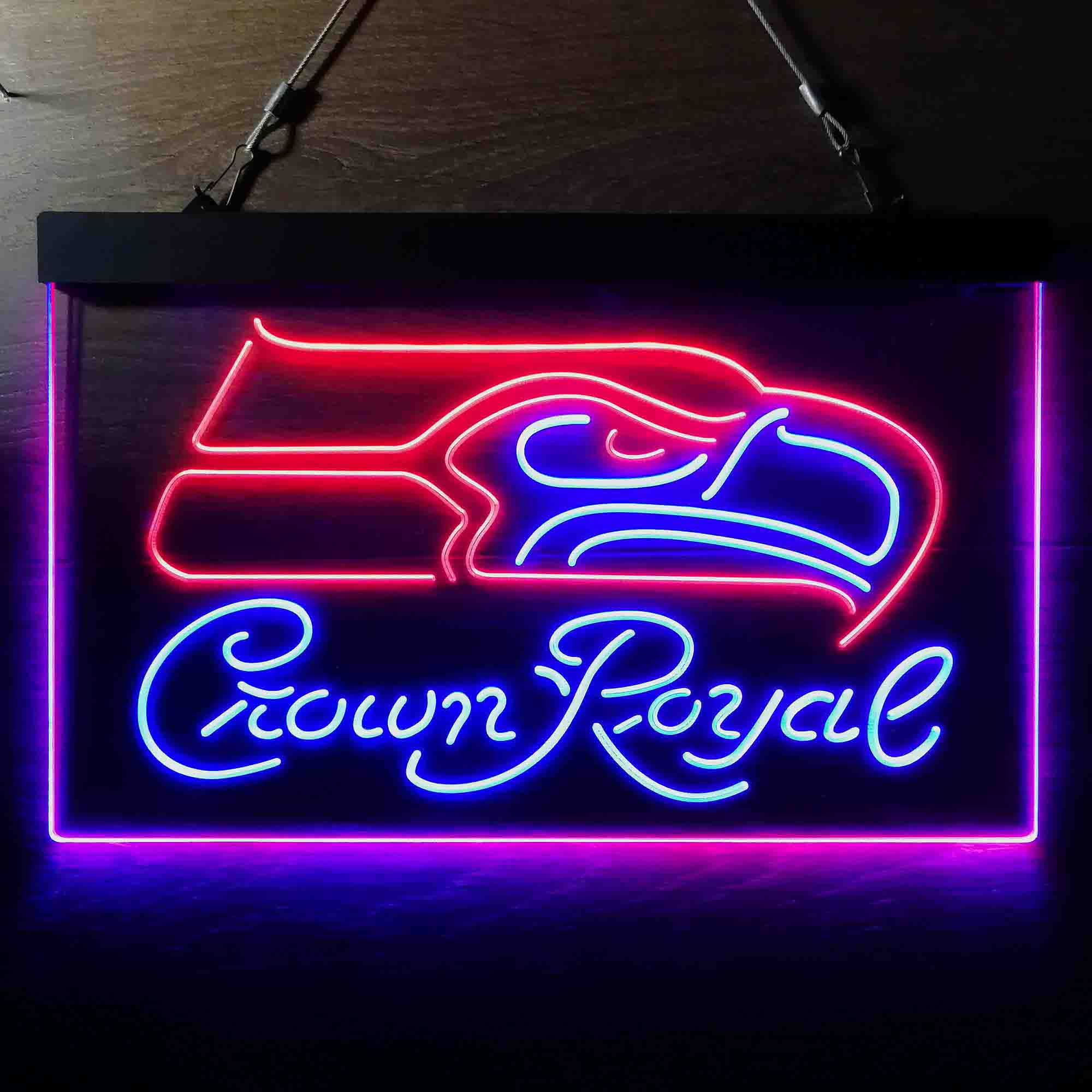 Crown Royal Bar Seattle Seahawks Est. 1976 Dual Color LED Light Sign led lab cave