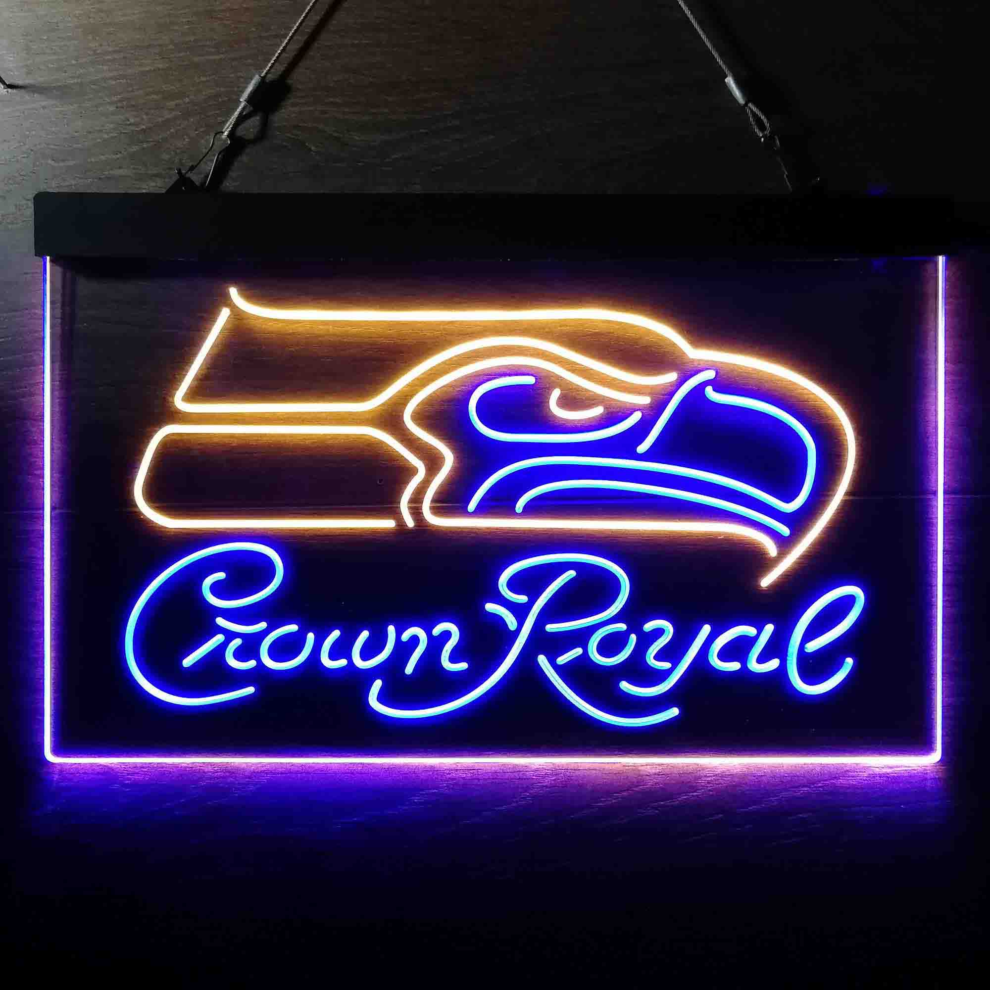 Crown Royal Bar Seattle Seahawks Est. 1976 Dual Color LED Light Sign led lab cave