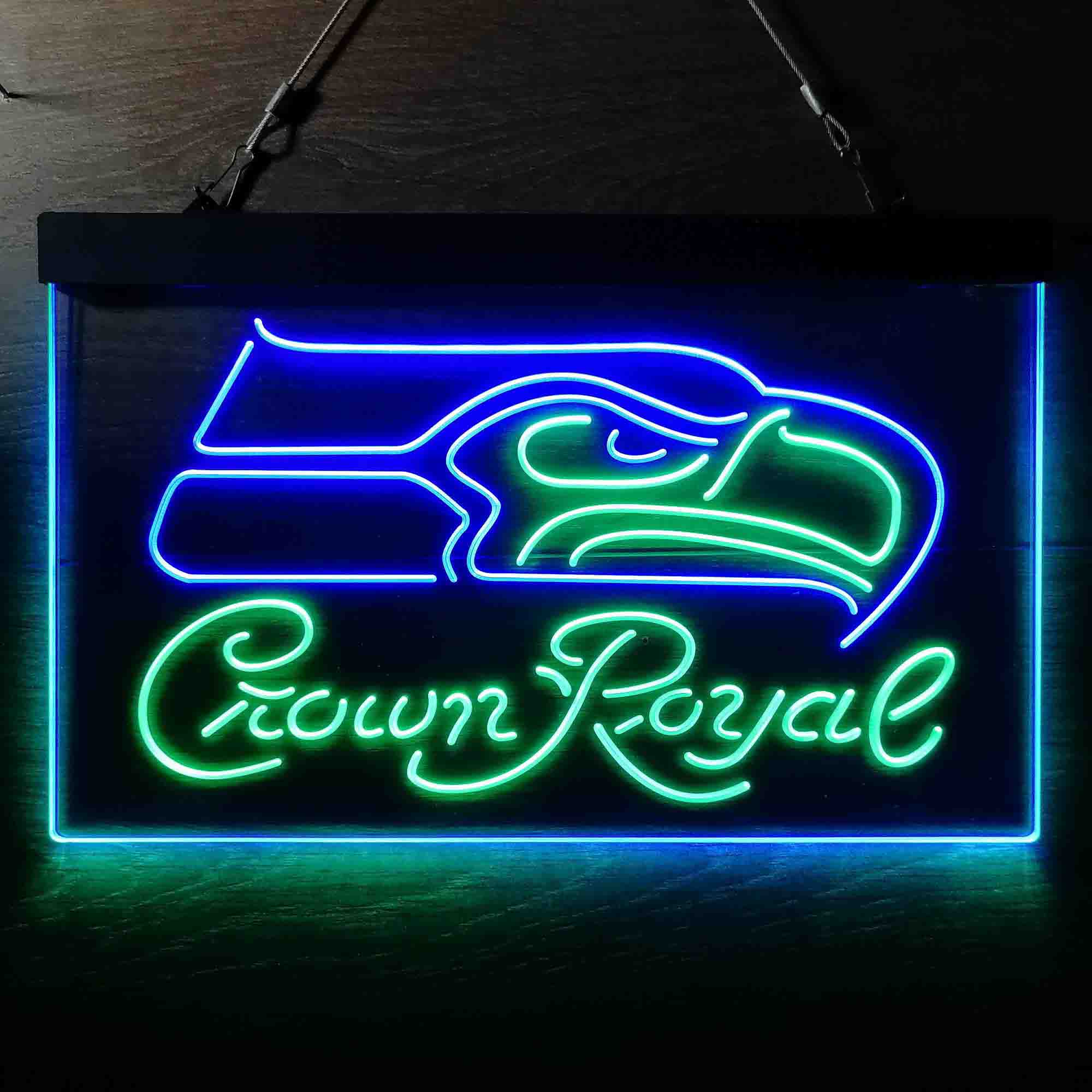 Crown Royal Bar Seattle Seahawks Est. 1976 Dual Color LED Light Sign led lab cave