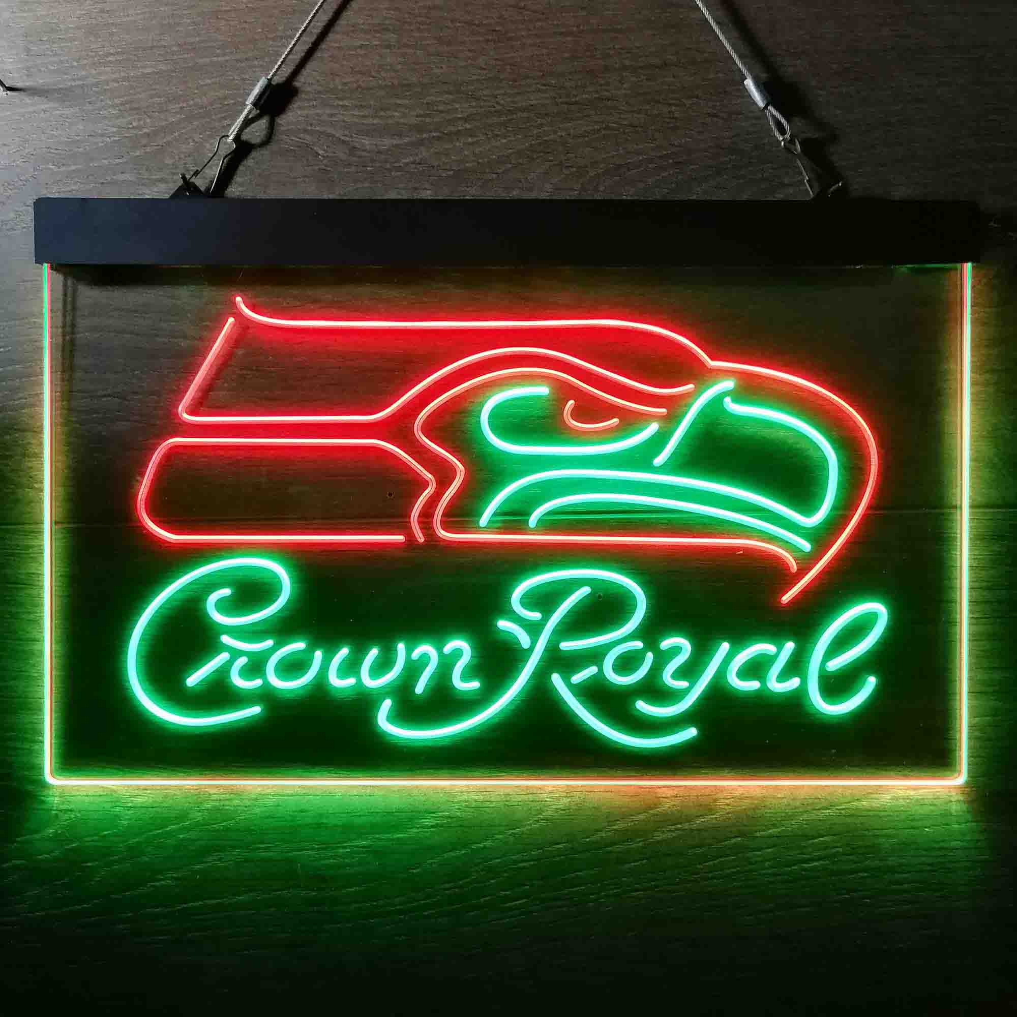 Crown Royal Bar Seattle Seahawks Est. 1976 Dual Color LED Light Sign led lab cave