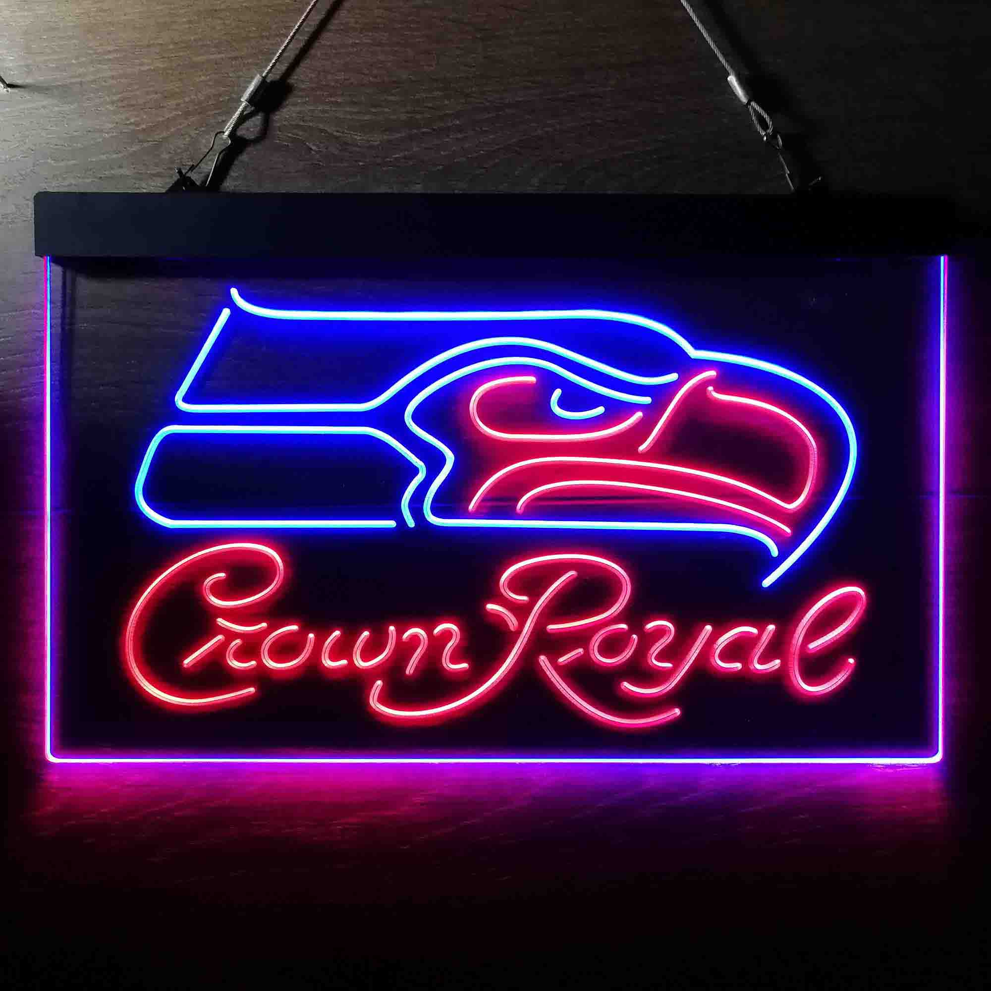 Crown Royal Bar Seattle Seahawks Est. 1976 Dual Color LED Light Sign led lab cave