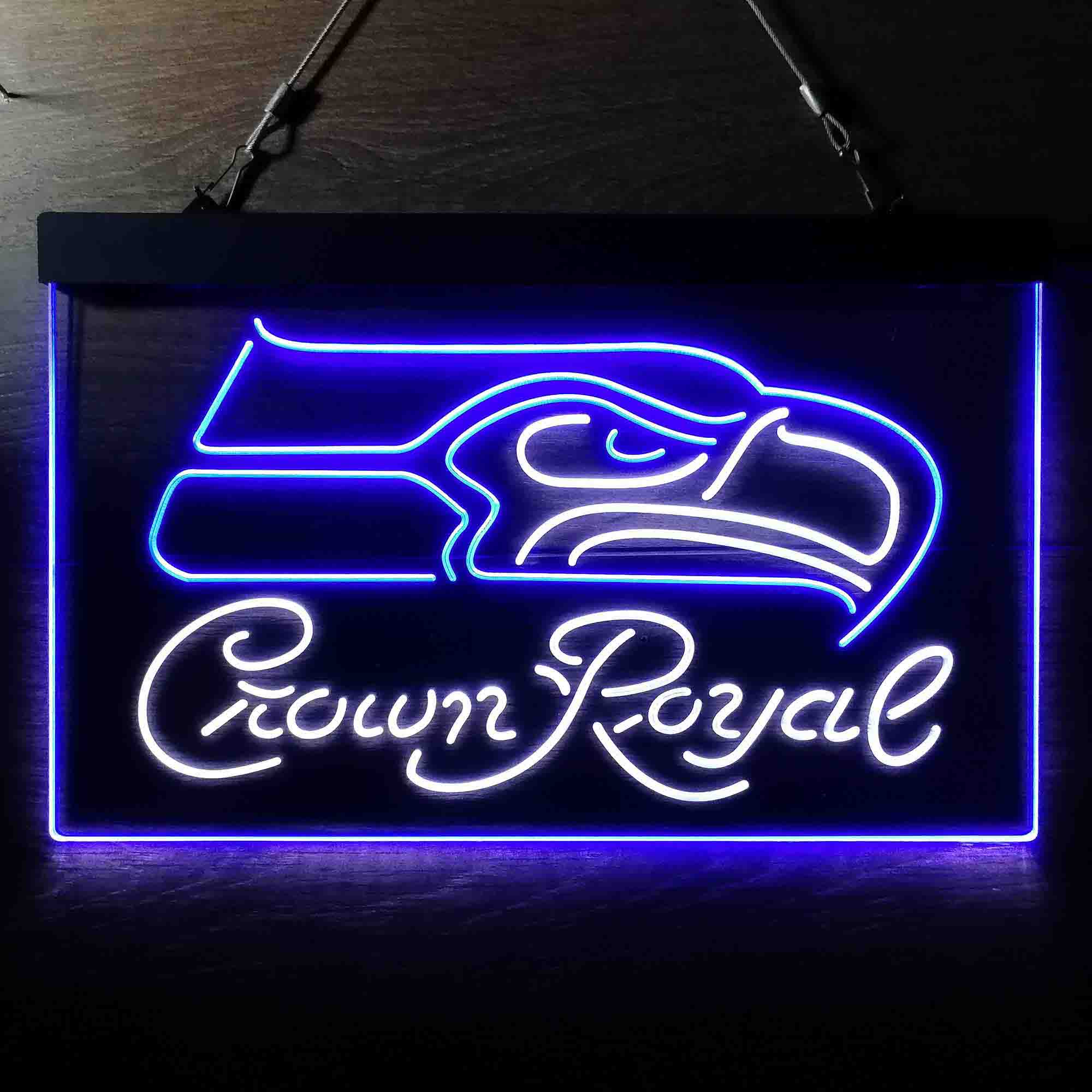 Crown Royal Bar Seattle Seahawks Est. 1976 Dual Color LED Light Sign led lab cave