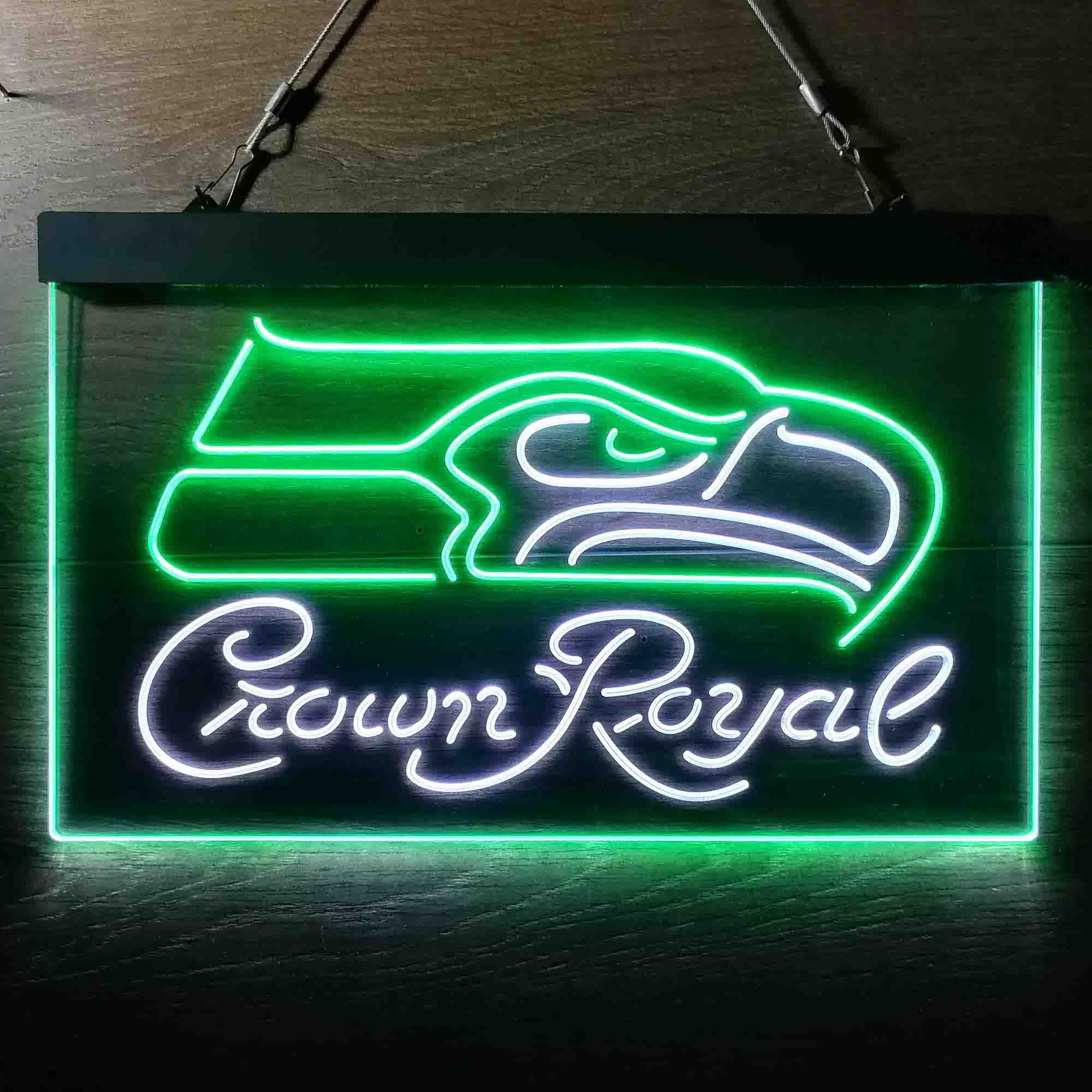 Crown Royal Bar Seattle Seahawks Est. 1976 Dual Color LED Light Sign led lab cave