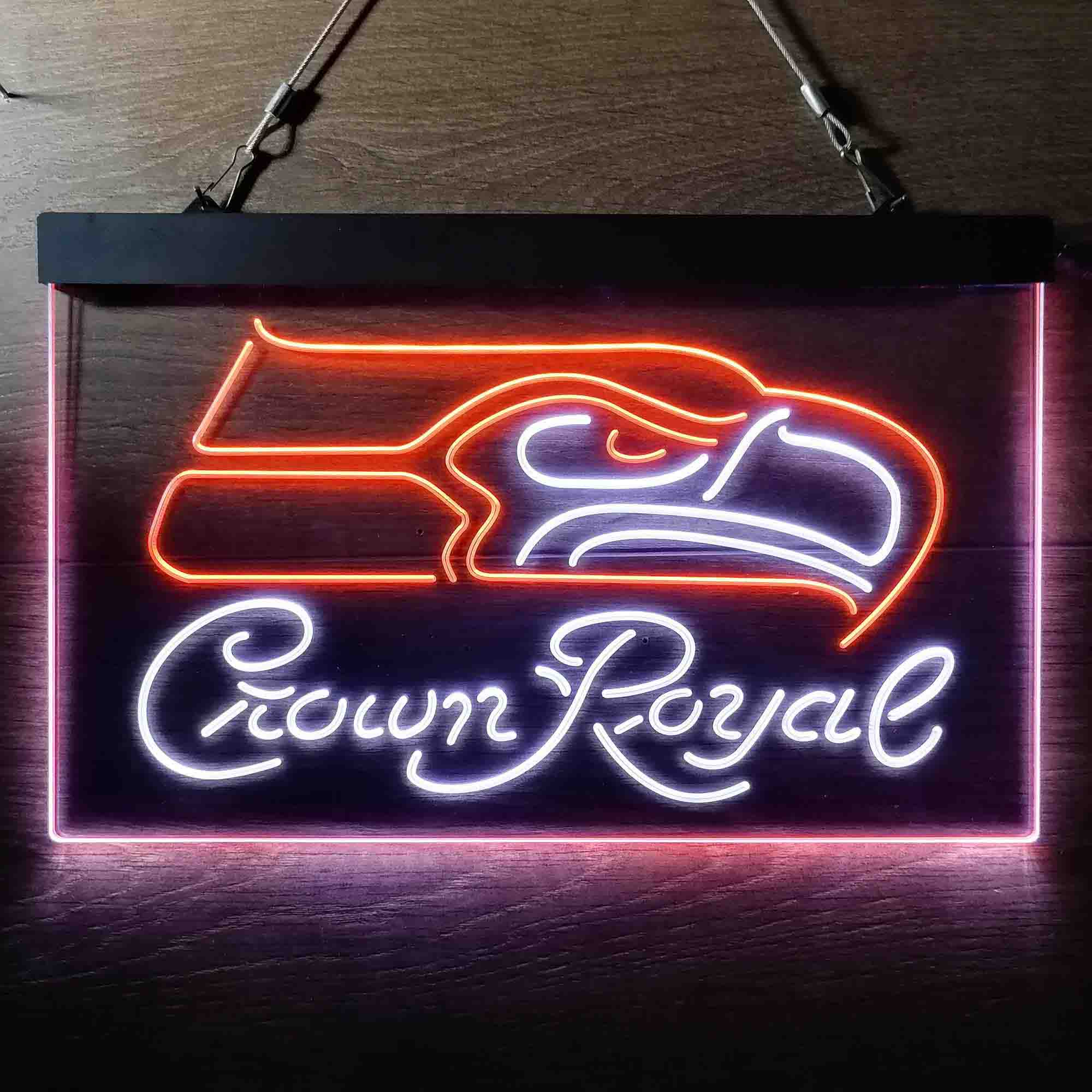 Crown Royal Bar Seattle Seahawks Est. 1976 Dual Color LED Light Sign led lab cave