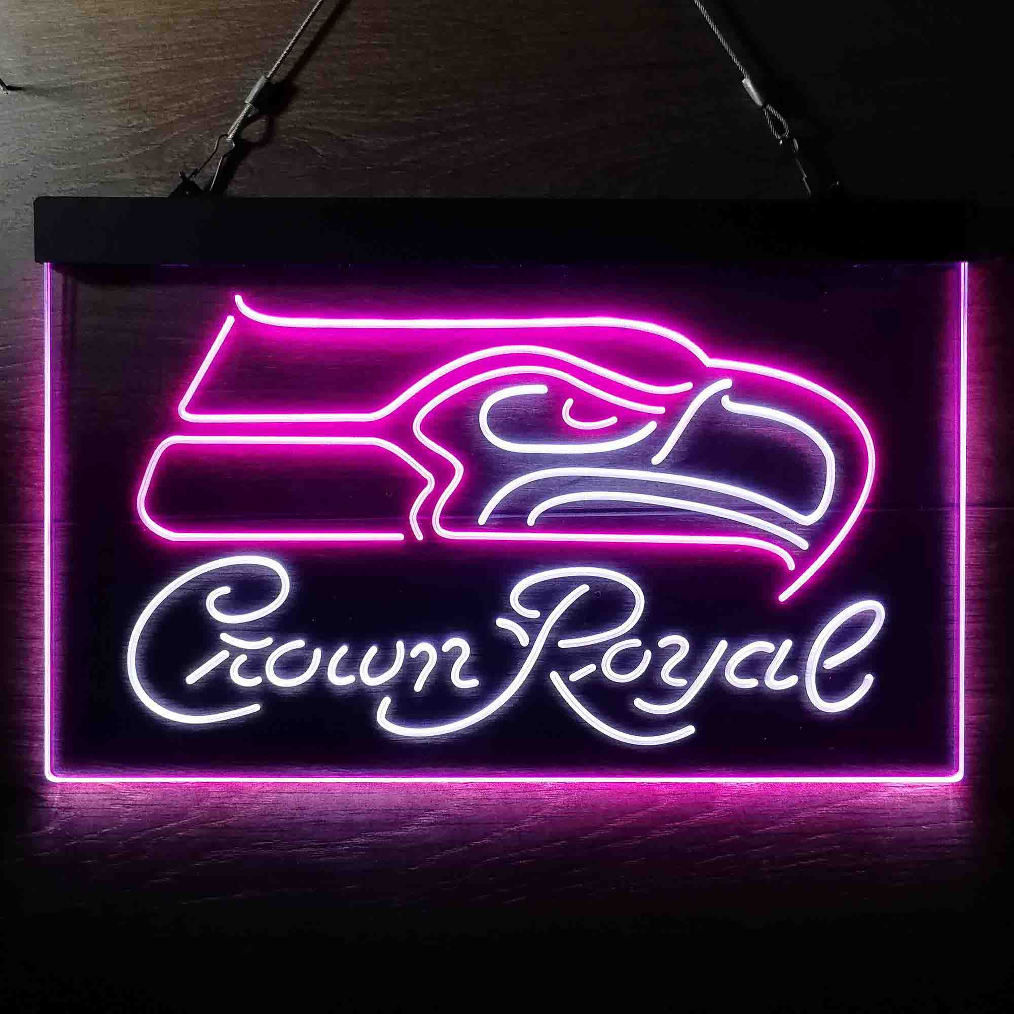 Crown Royal Bar Seattle Seahawks Est. 1976 Dual Color LED Light Sign led lab cave