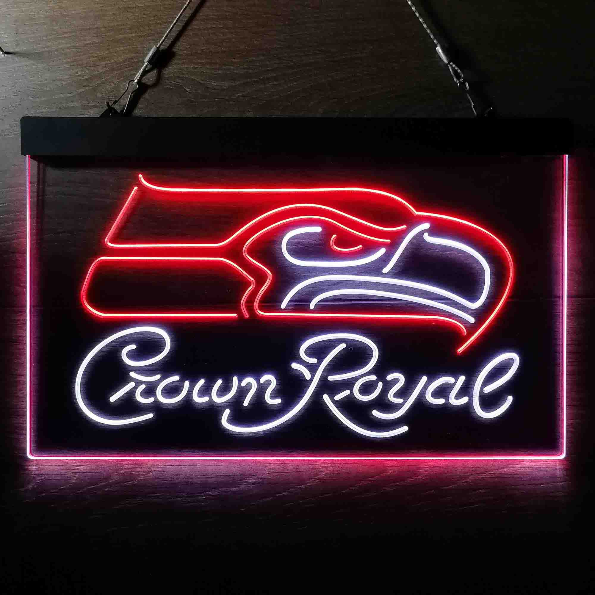 Crown Royal Bar Seattle Seahawks Est. 1976 Dual Color LED Light Sign led lab cave