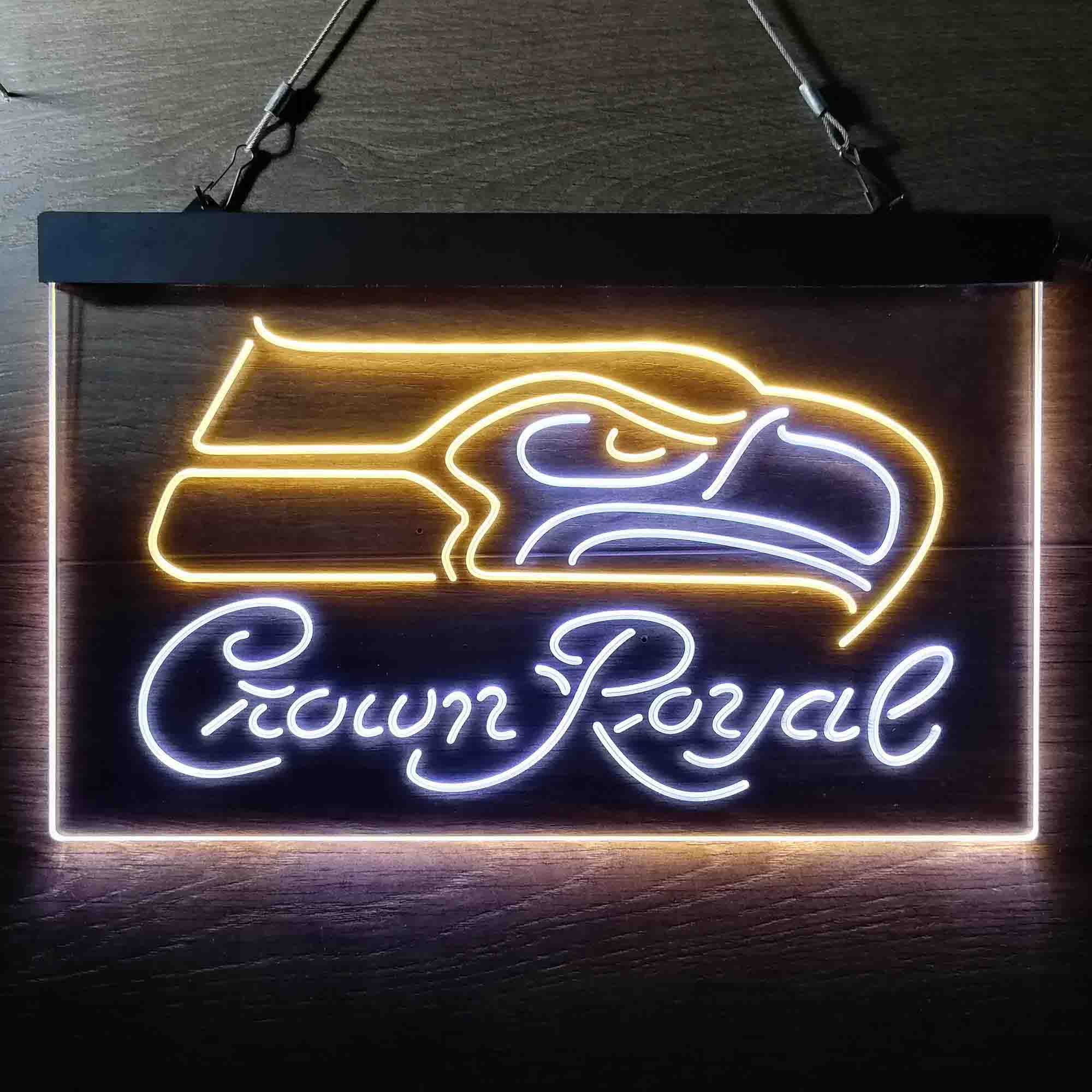 Crown Royal Bar Seattle Seahawks Est. 1976 Dual Color LED Light Sign led lab cave