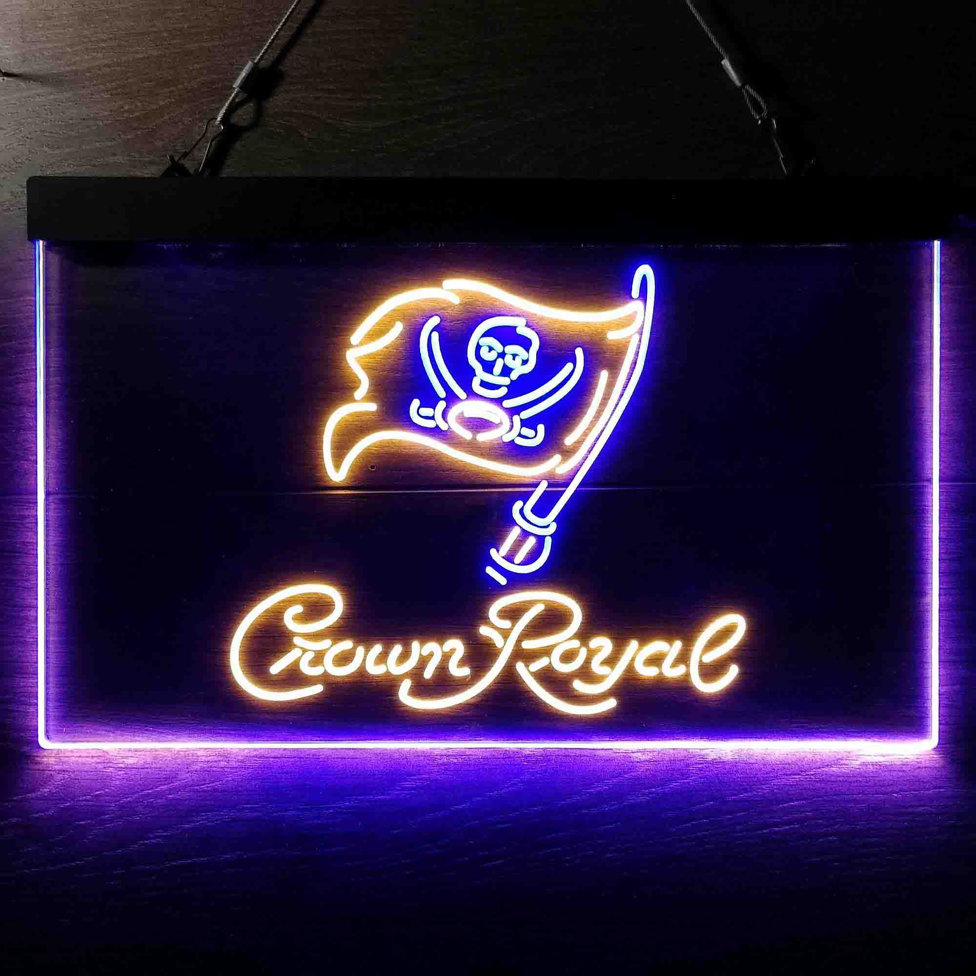 Crown Royal Bar Tampa Bay Buccaneers Est. 1976 Dual Color LED Neon Sign ProLedSign