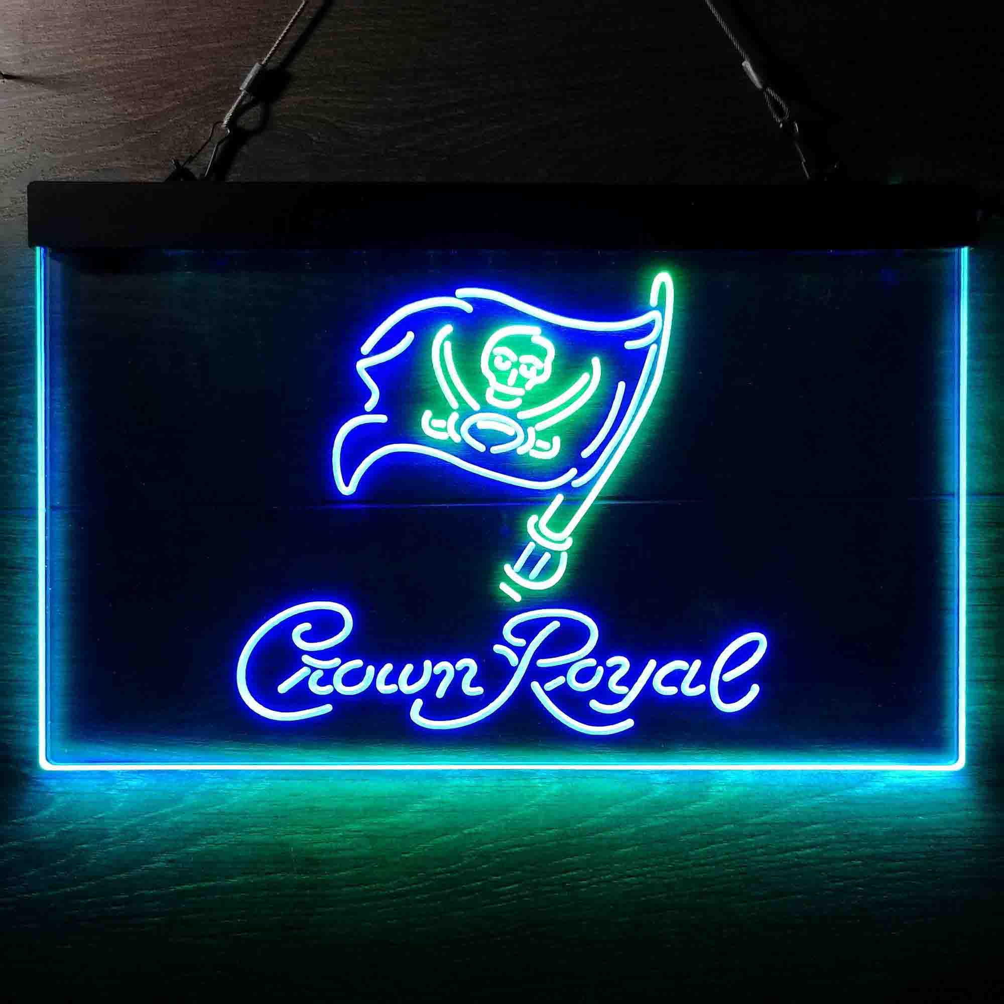 Crown Royal Bar Tampa Bay Buccaneers Est. 1976 Dual Color LED Neon Sign ProLedSign