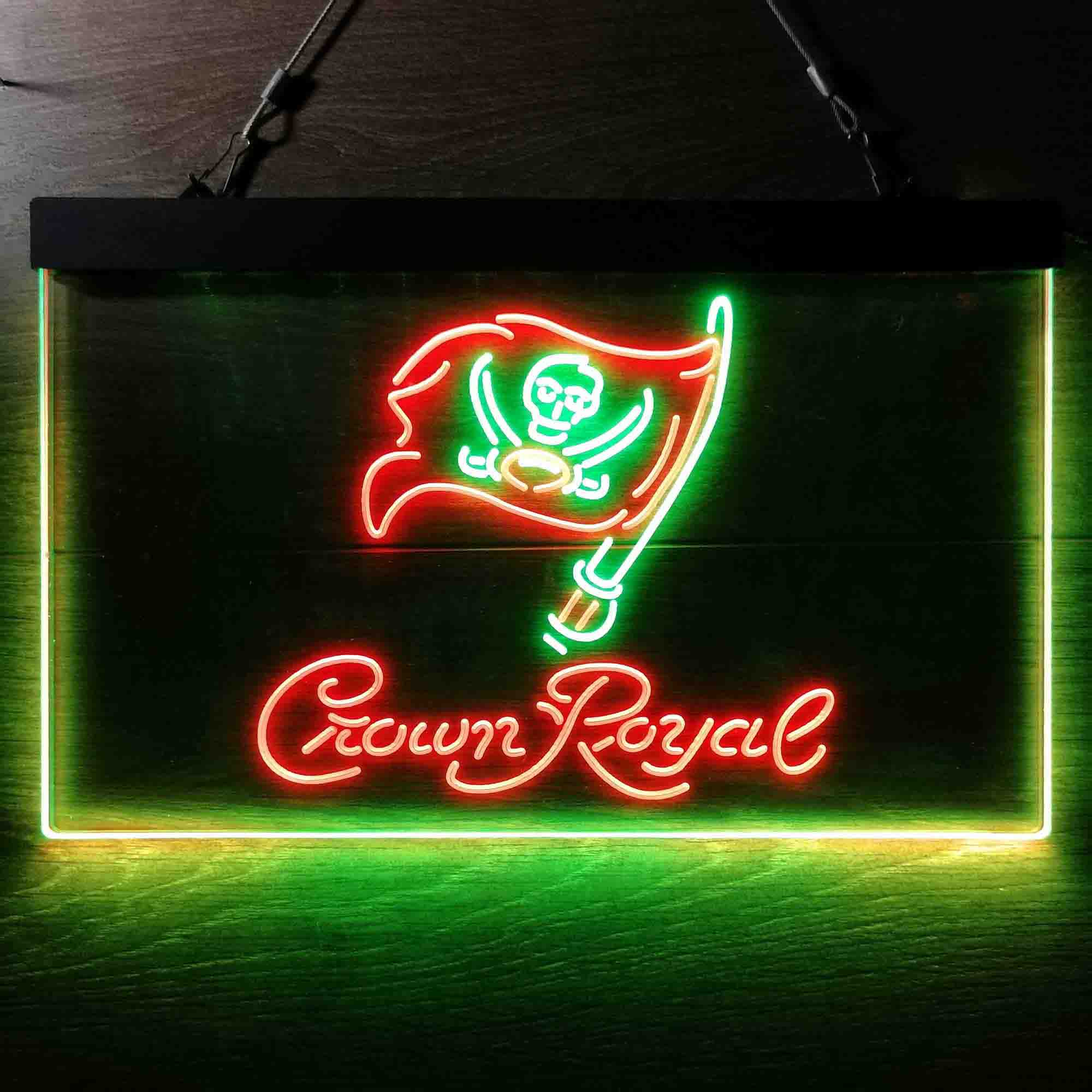 Crown Royal Bar Tampa Bay Buccaneers Est. 1976 Dual Color LED Neon Sign ProLedSign