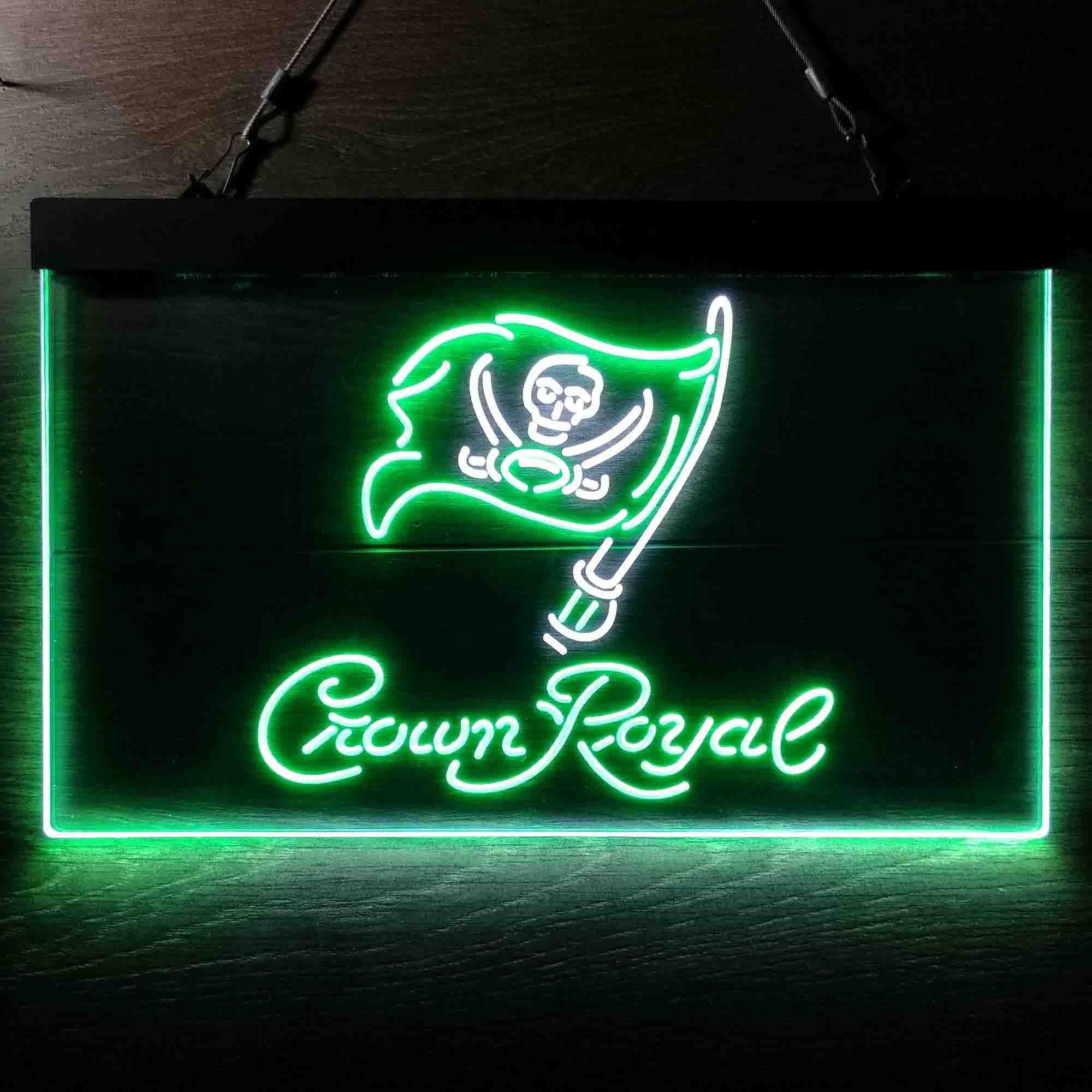 Crown Royal Bar Tampa Bay Buccaneers Est. 1976 Dual Color LED Neon Sign ProLedSign