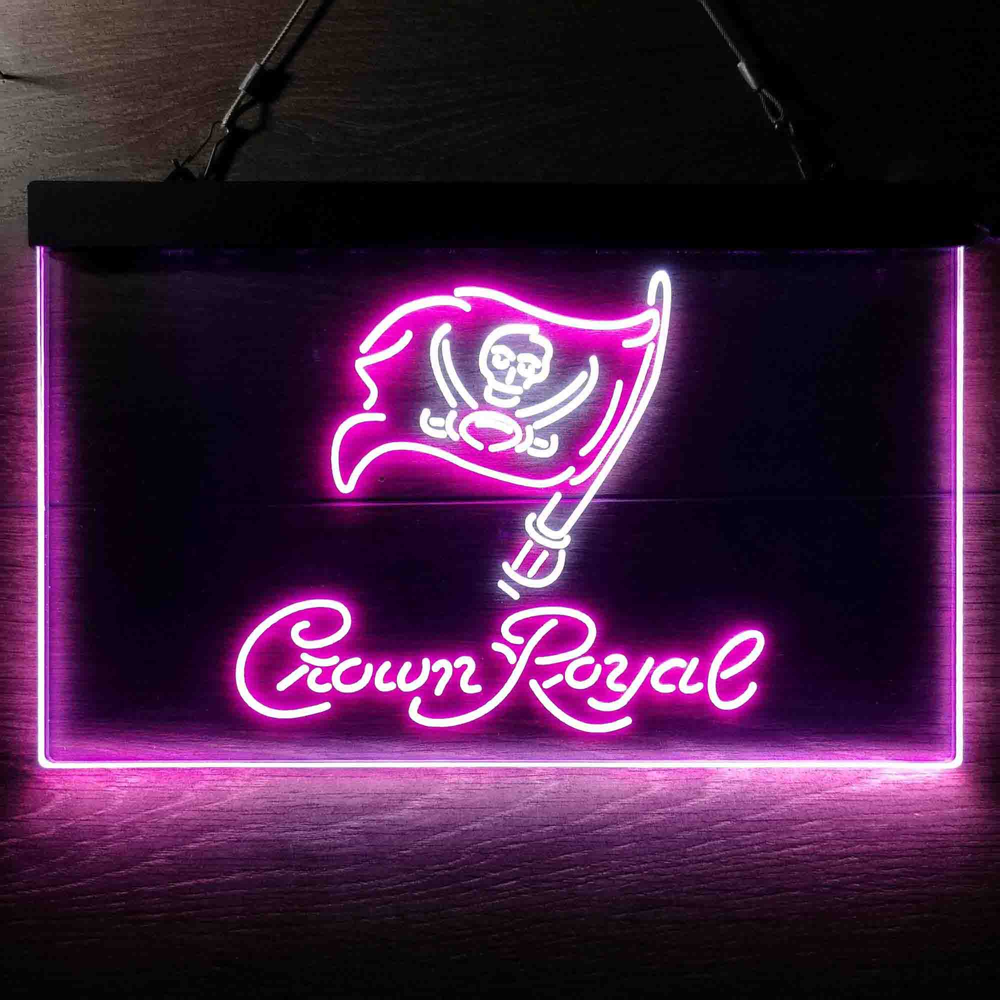 Crown Royal Bar Tampa Bay Buccaneers Est. 1976 Dual Color LED Neon Sign ProLedSign