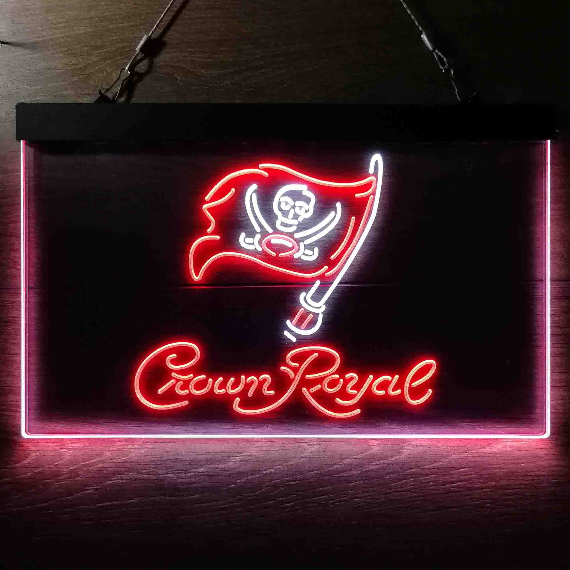 Crown Royal Bar Tampa Bay Buccaneers Est. 1976 Dual Color LED Neon Sign ProLedSign