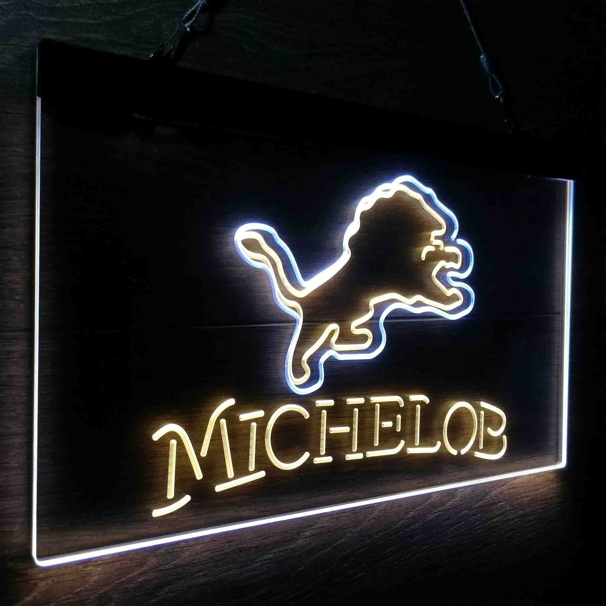 Michelob Bar Detroit Lions Est. 1934 Neon-Like LED Light Sign