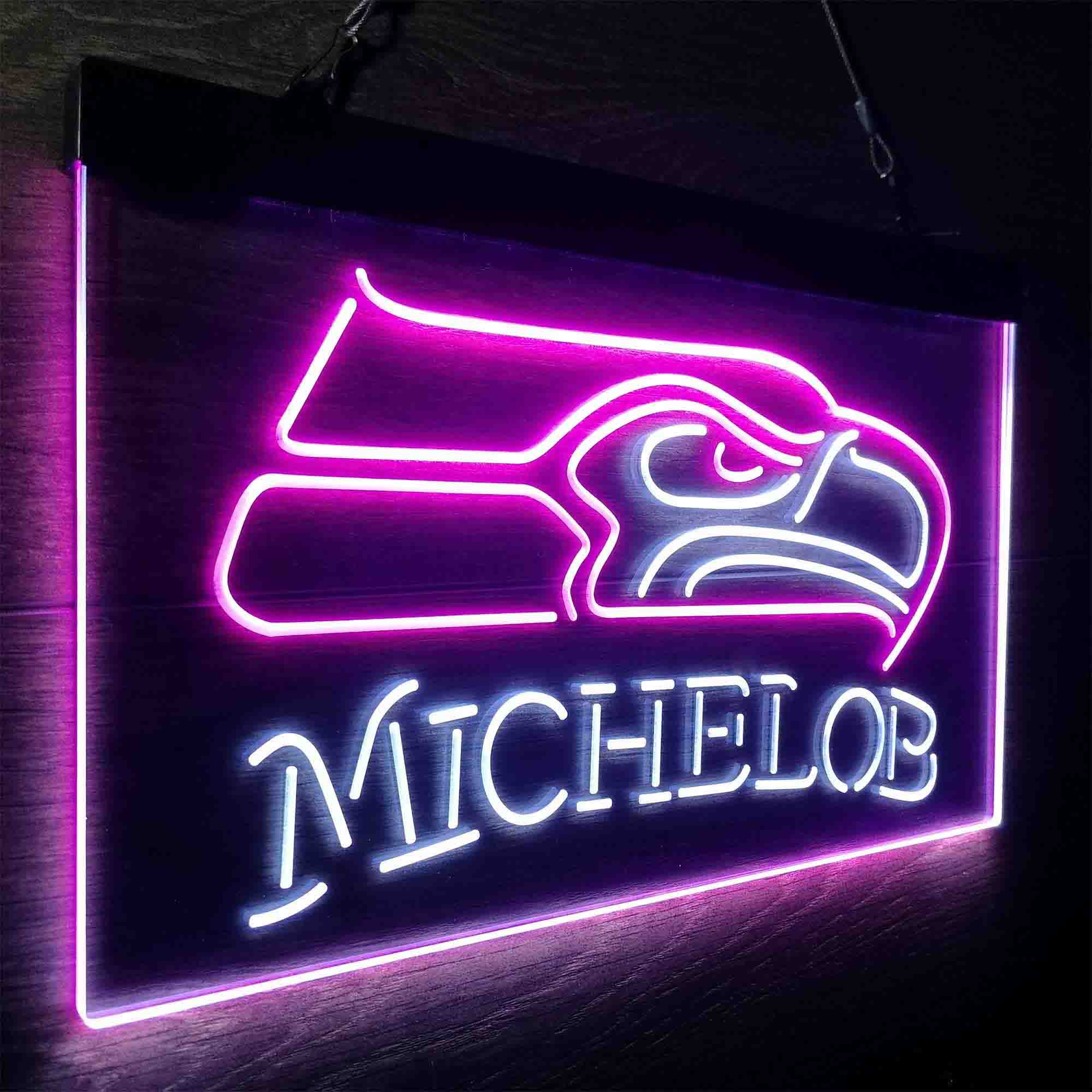 Michelob Bar Seattle Seahawks Est. 1976 Neon-Like LED Light Sign