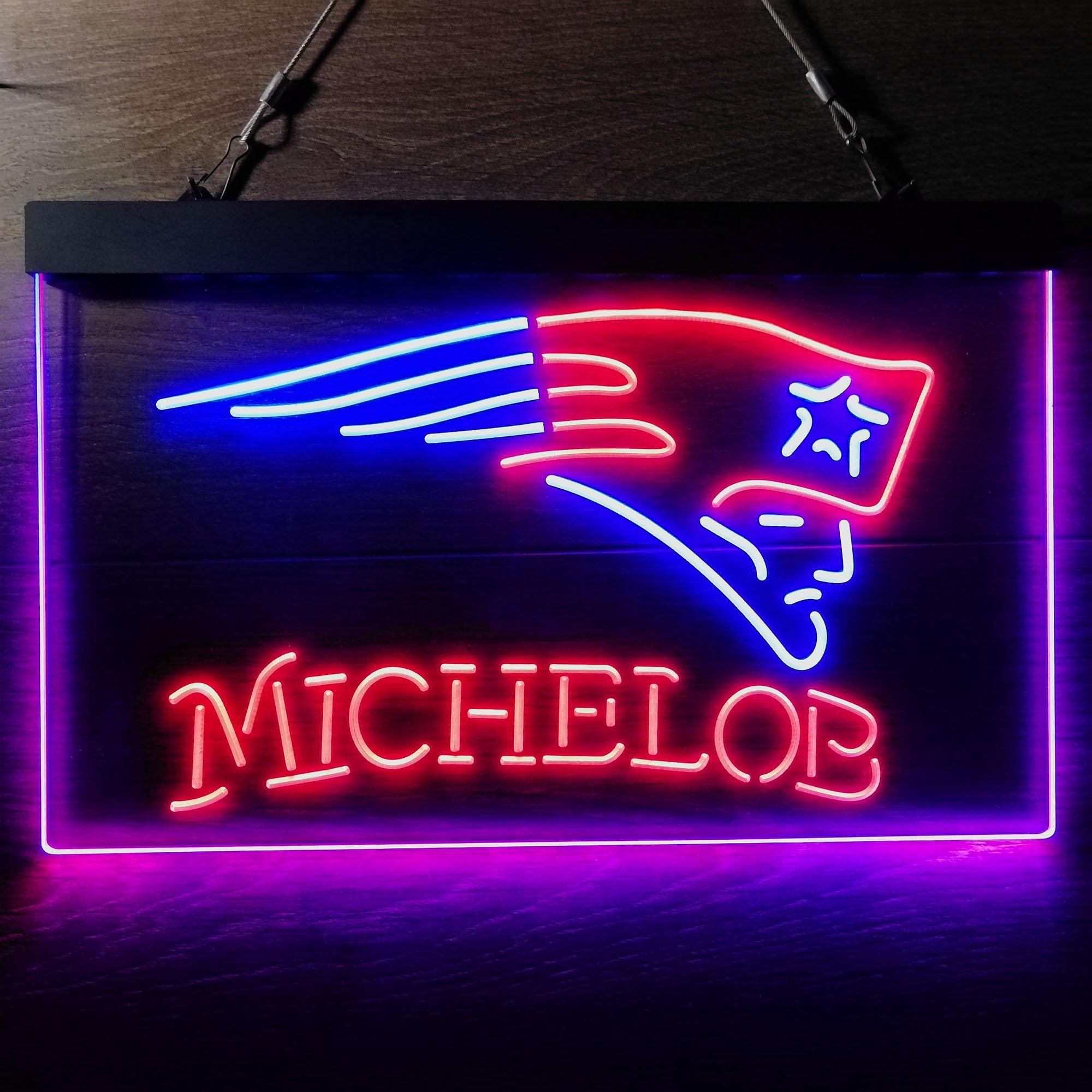 Michelob Bar New England Patriots Est. 1960 Dual Color LED Neon Sign ProLedSign