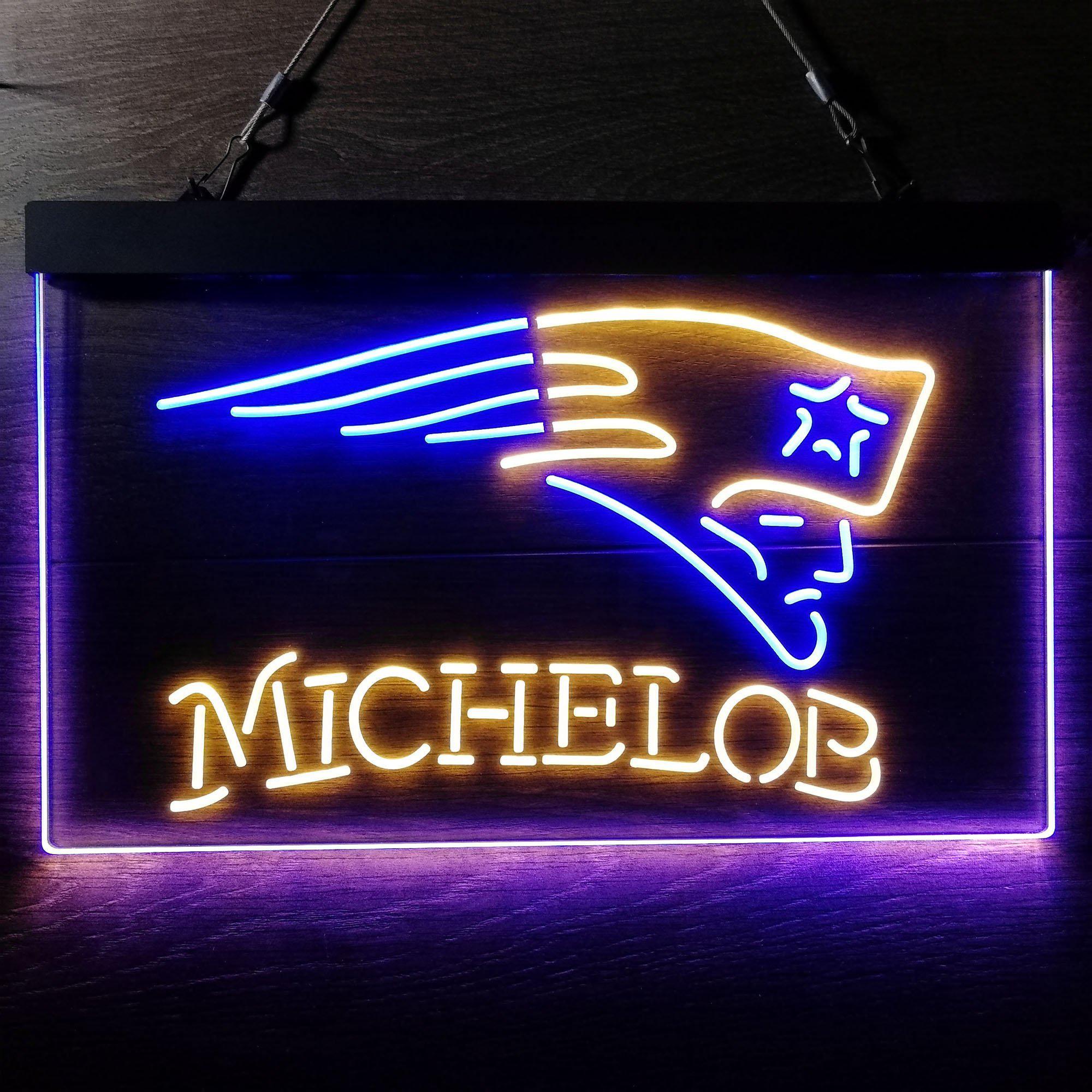 Michelob Bar New England Patriots Est. 1960 Dual Color LED Neon Sign ProLedSign