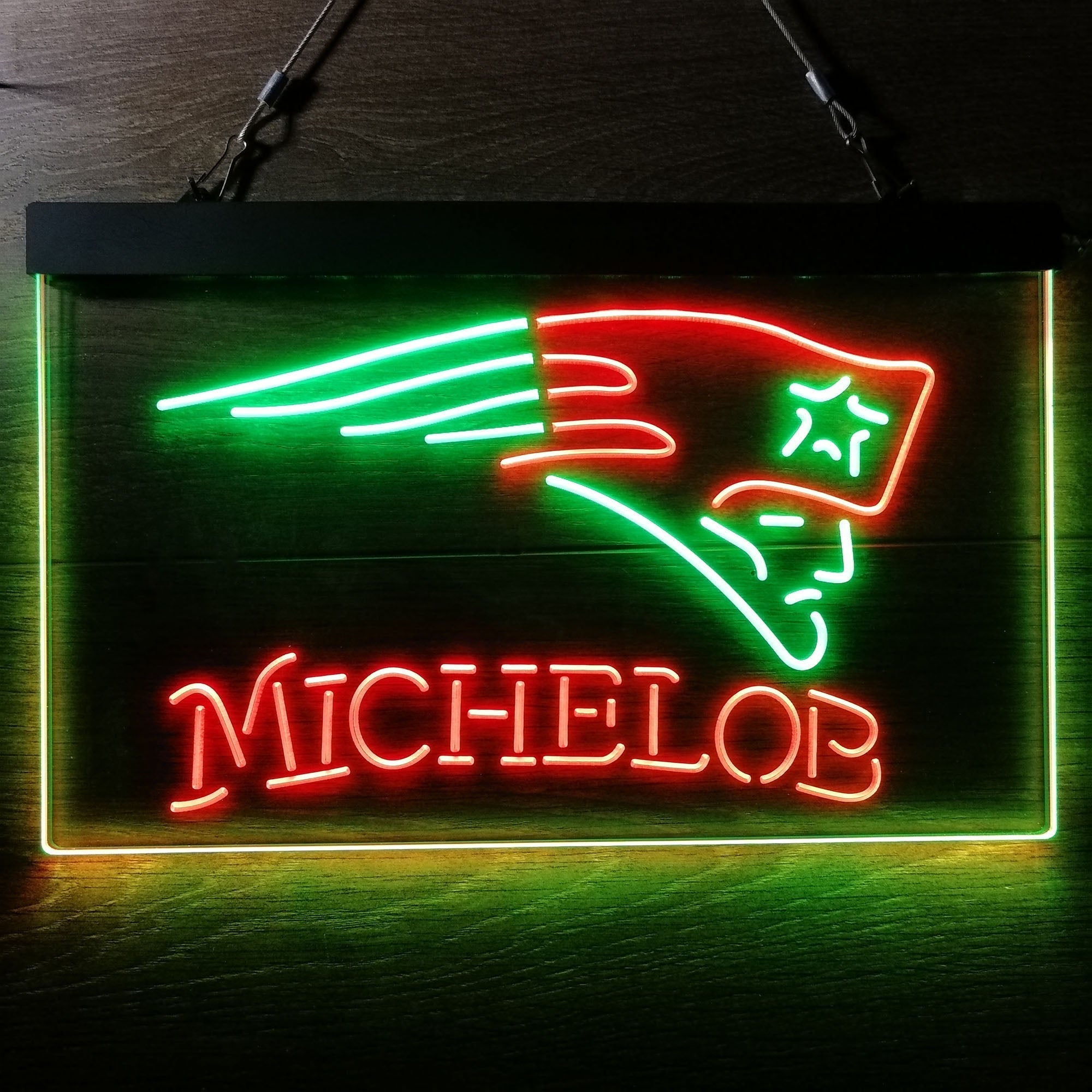 Michelob Bar New England Patriots Est. 1960 Dual Color LED Neon Sign ProLedSign