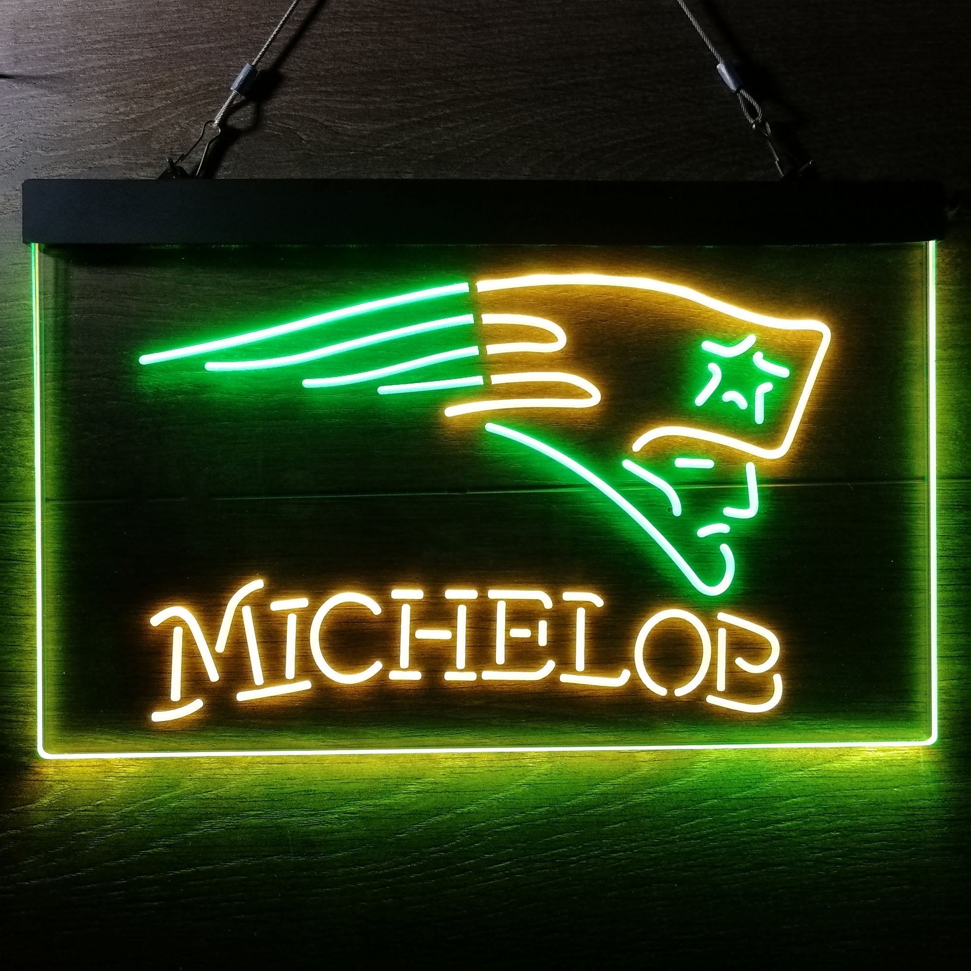 Michelob Bar New England Patriots Est. 1960 Dual Color LED Neon Sign ProLedSign