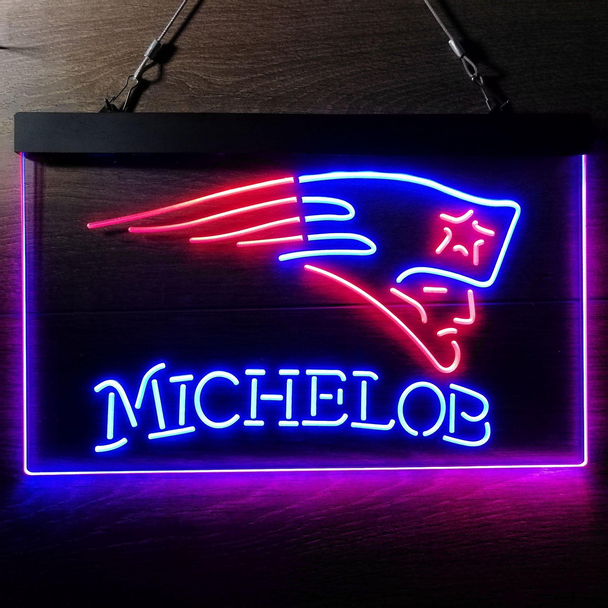 Michelob Bar New England Patriots Est. 1960 Dual Color LED Neon Sign ProLedSign