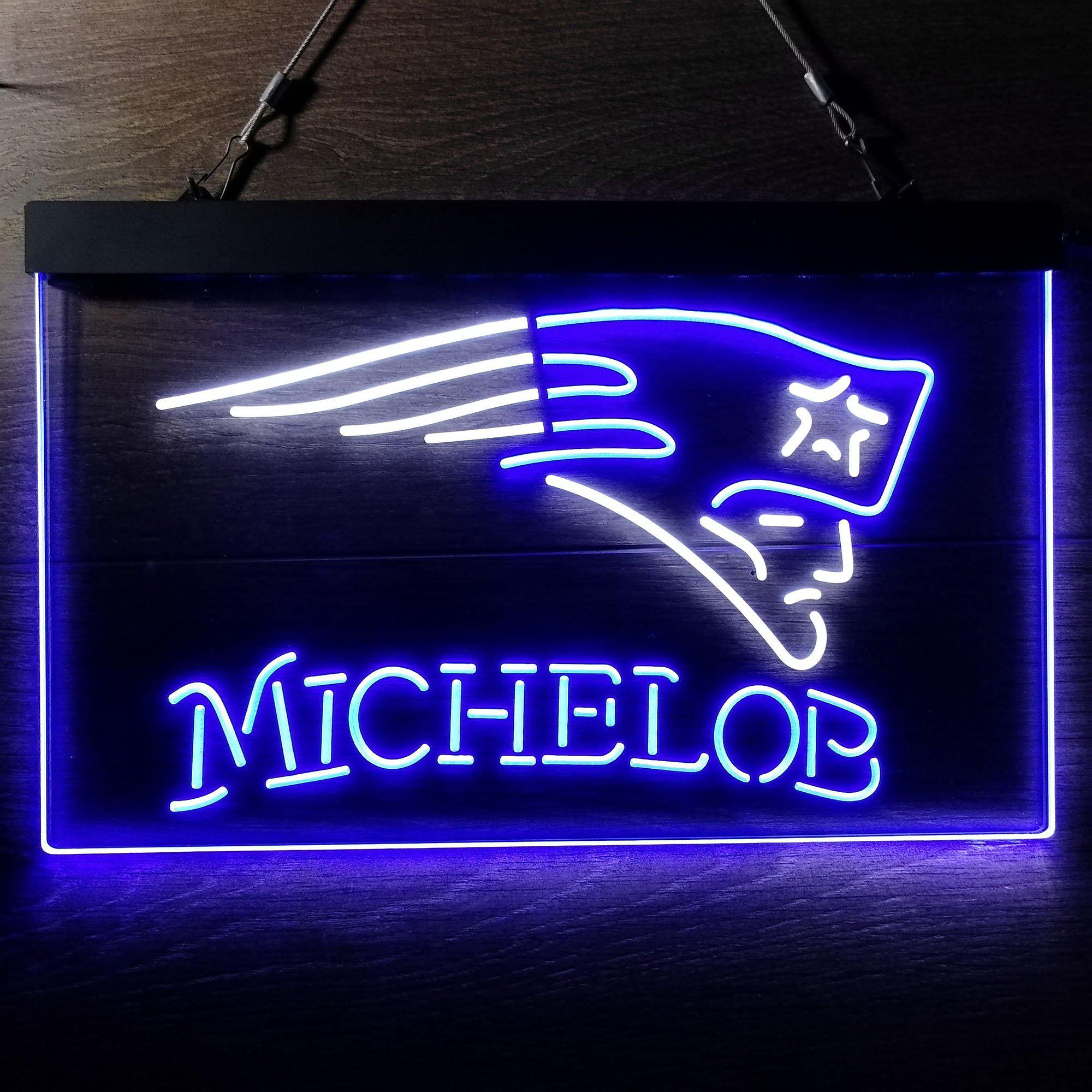 Michelob Bar New England Patriots Est. 1960 Dual Color LED Neon Sign ProLedSign