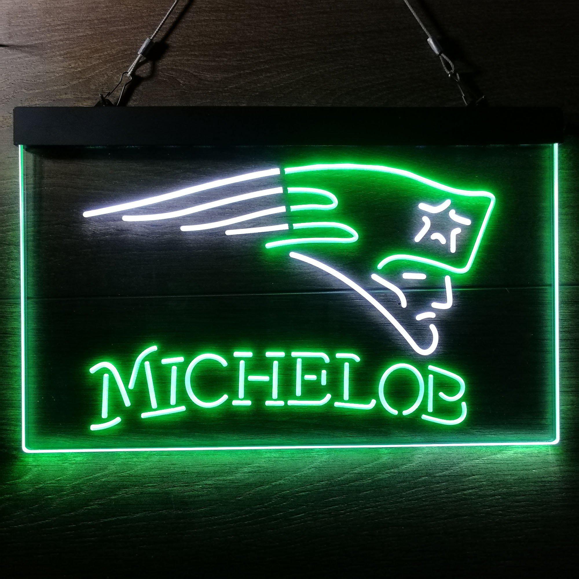 Michelob Bar New England Patriots Est. 1960 Dual Color LED Neon Sign ProLedSign