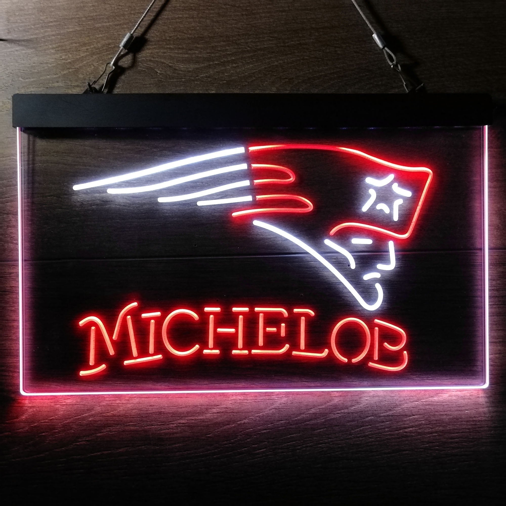 Michelob Bar New England Patriots Est. 1960 Dual Color LED Neon Sign ProLedSign