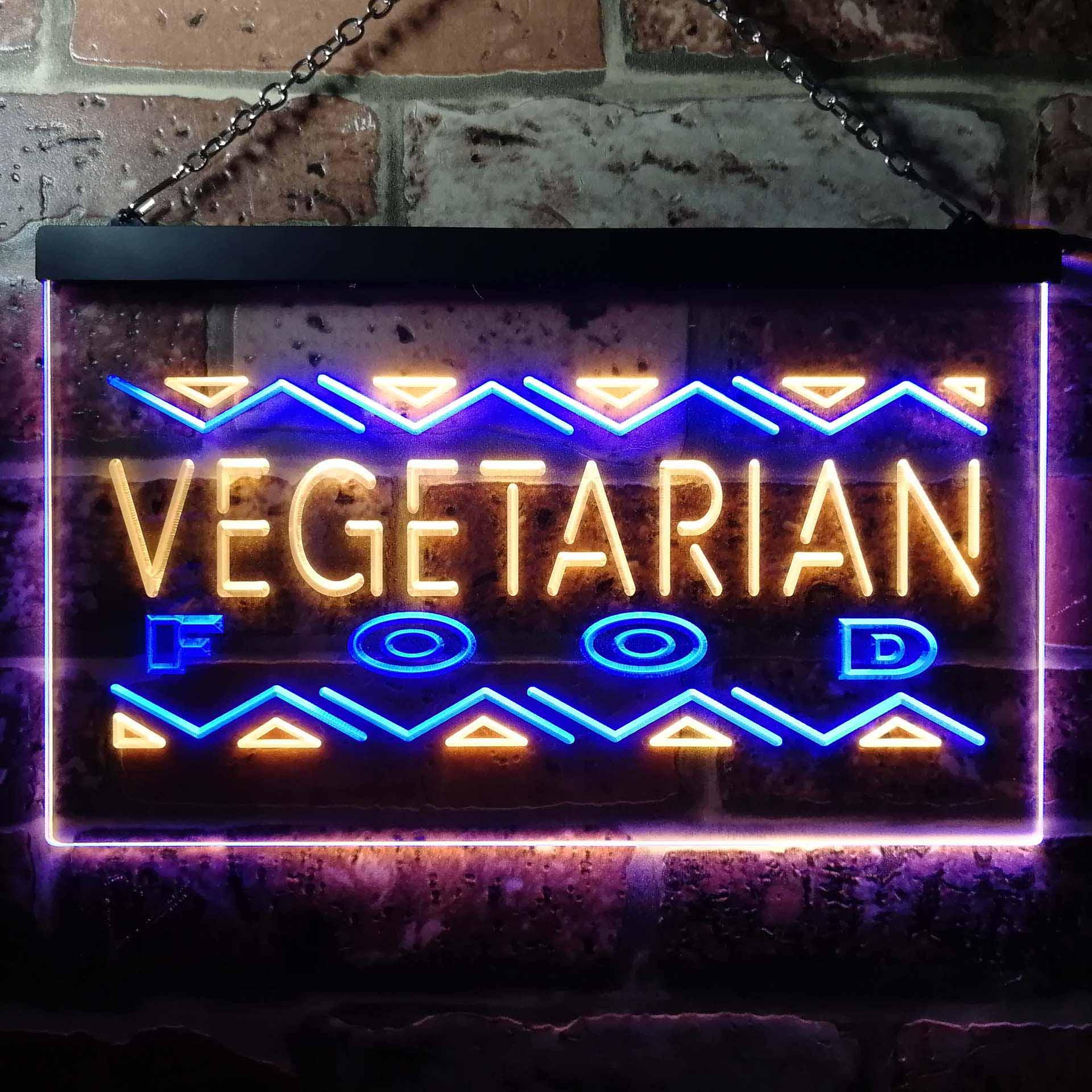 pro Vegetarian Food Dual-Color LED Neon Sign
