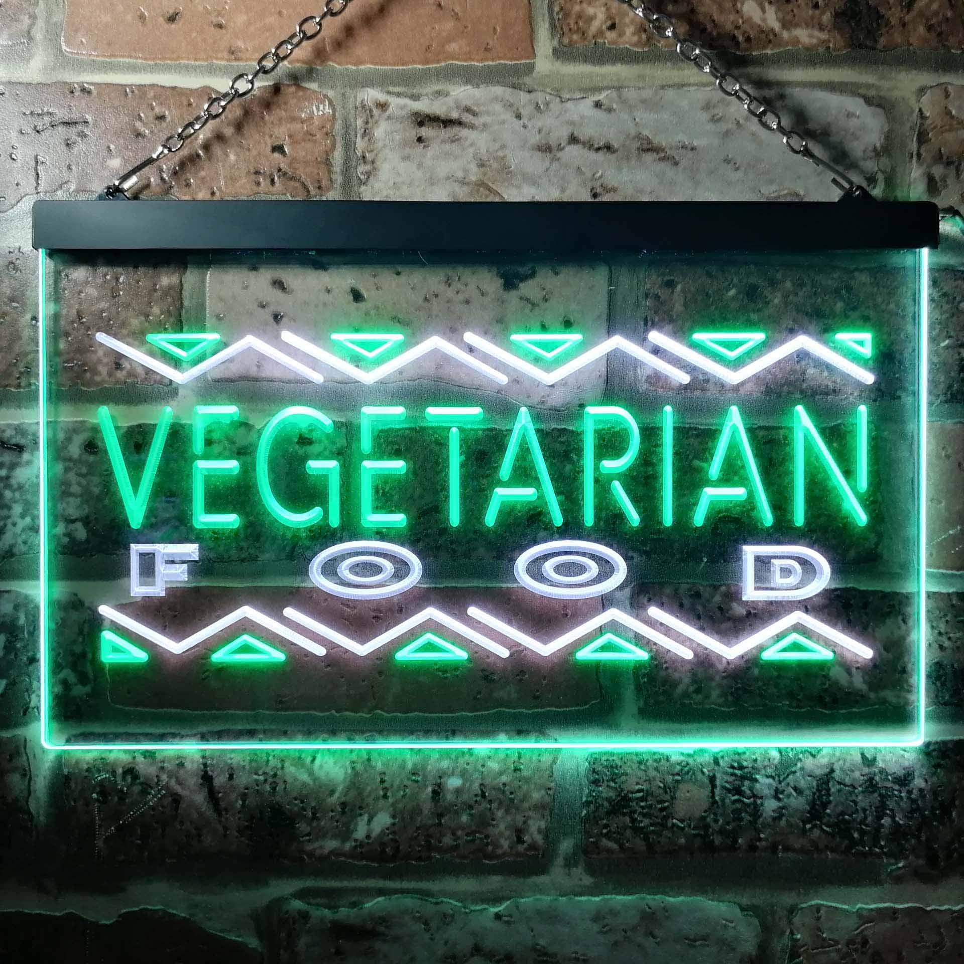 pro Vegetarian Food Dual-Color LED Neon Sign