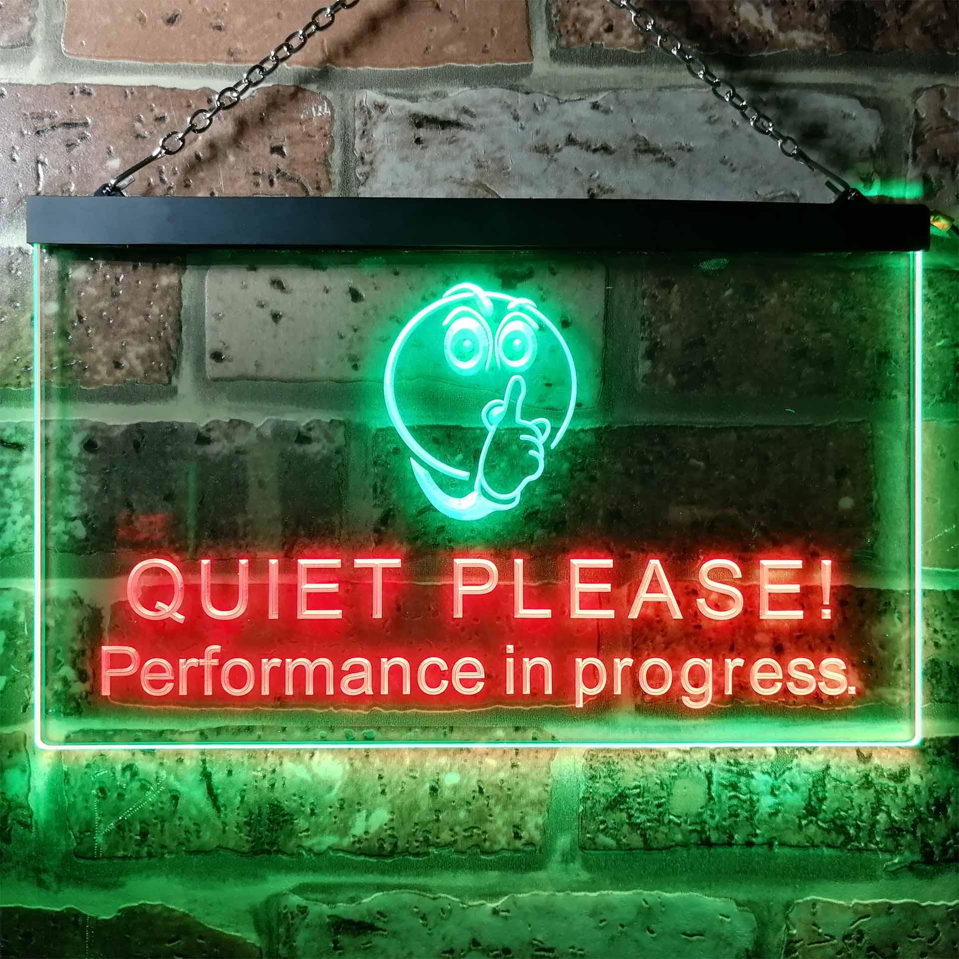 pro Recording Quiet Please Performance in Progress Dual-Color LED Neon Sign