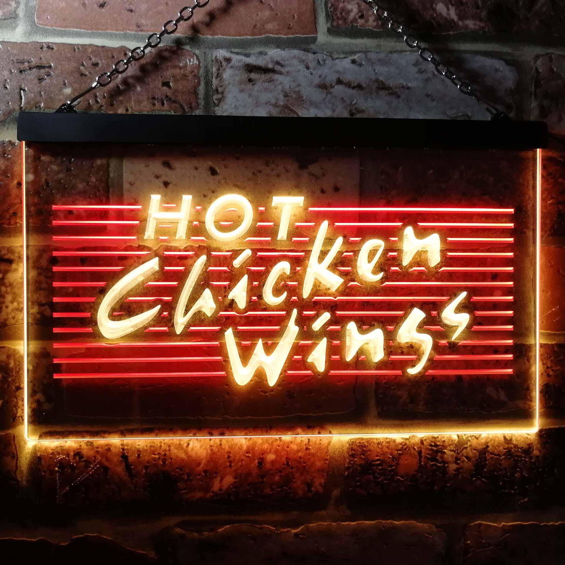 pro Hot Chicken Wings Dual-Color LED Neon Sign