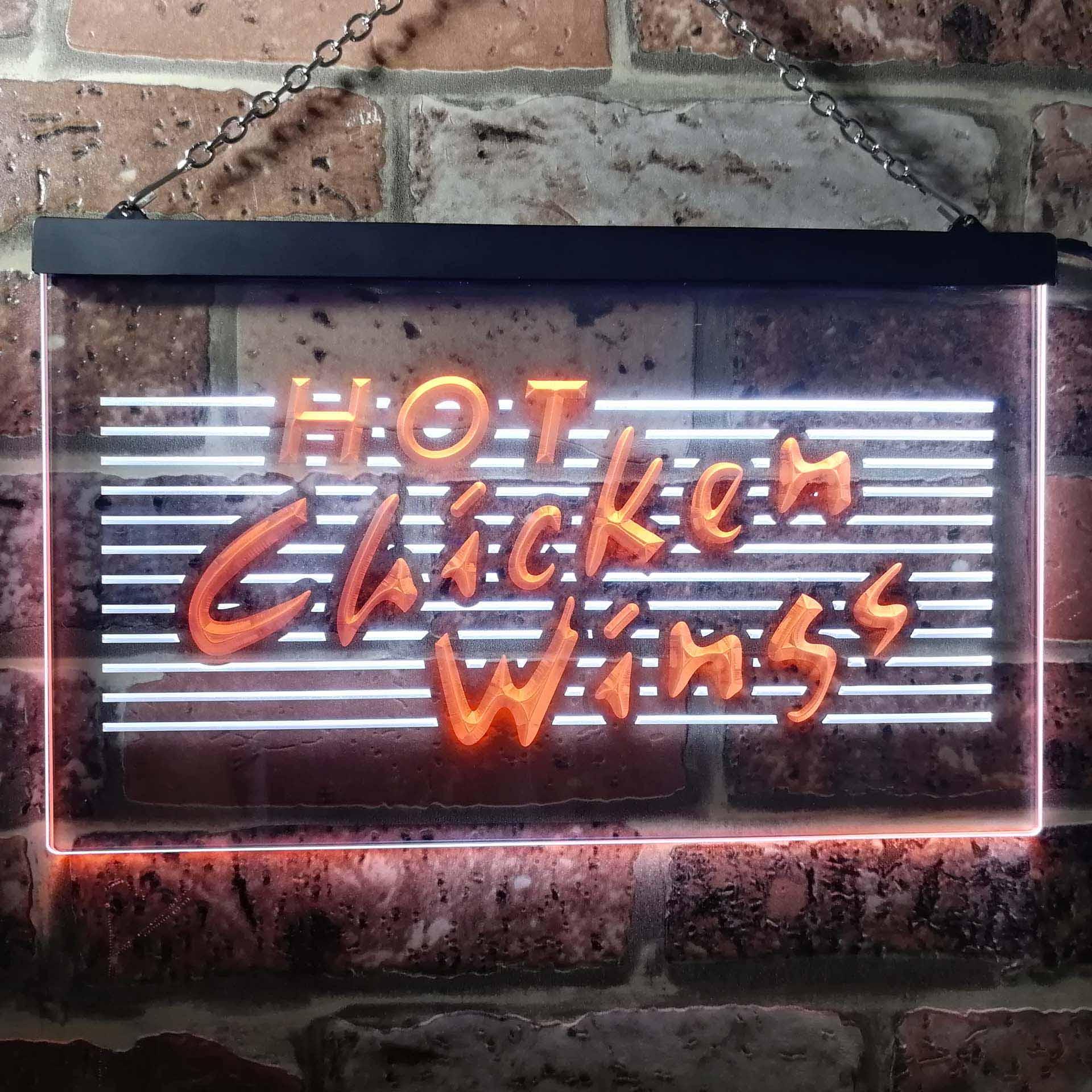 pro Hot Chicken Wings Dual-Color LED Neon Sign