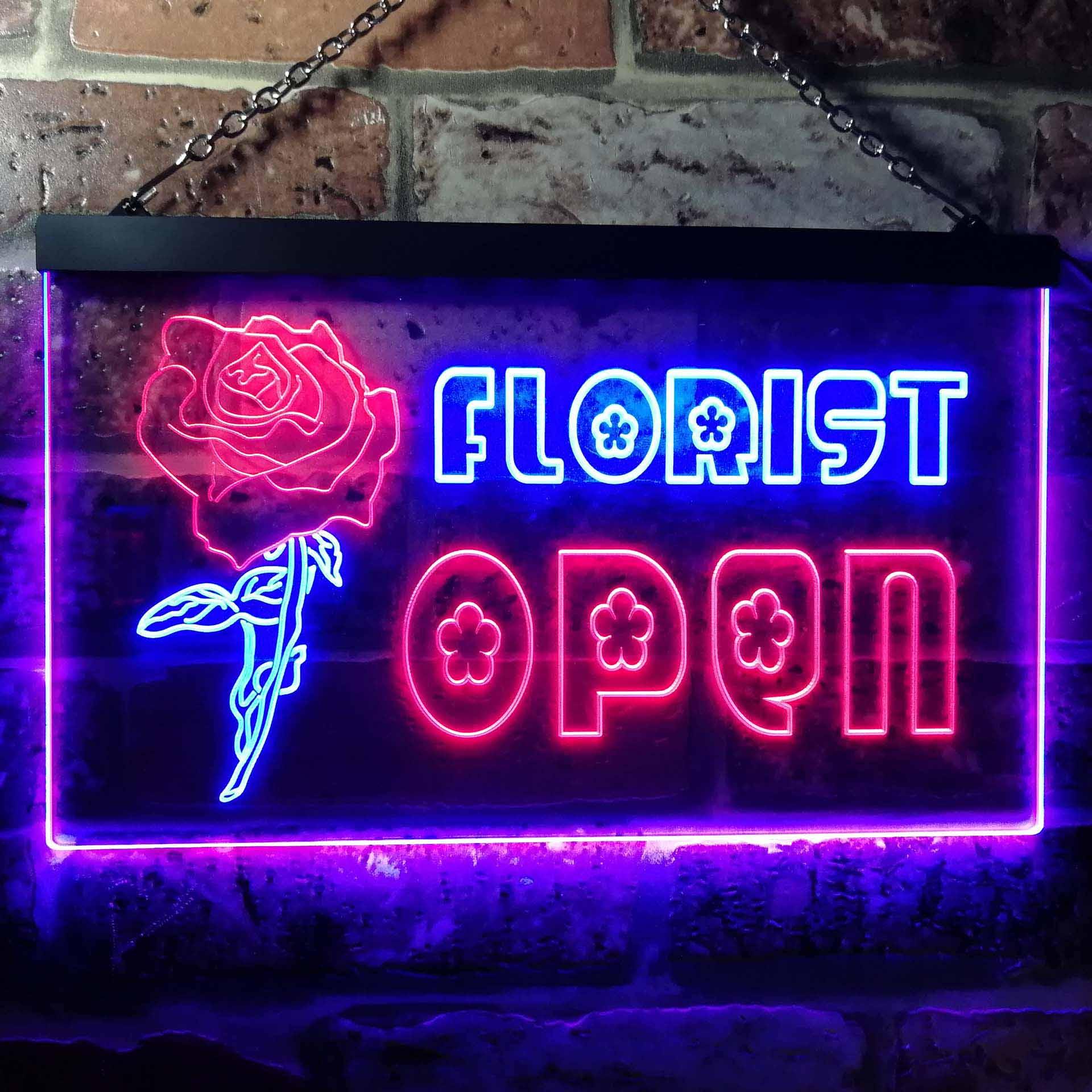pro Florist Flower Open Dual-Color LED Neon Sign