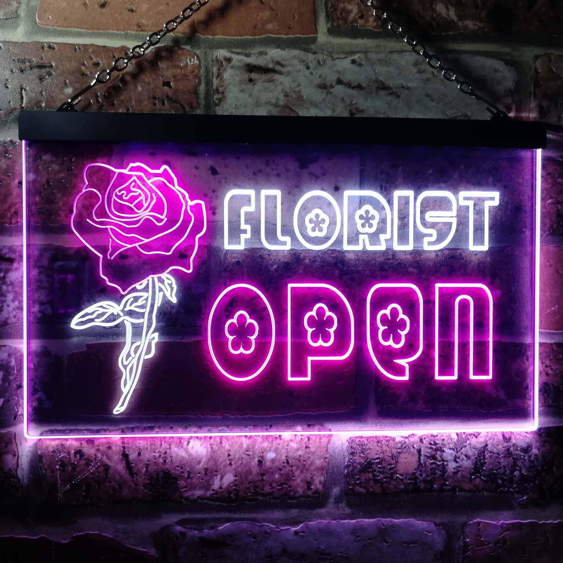 pro Florist Flower Open Dual-Color LED Neon Sign