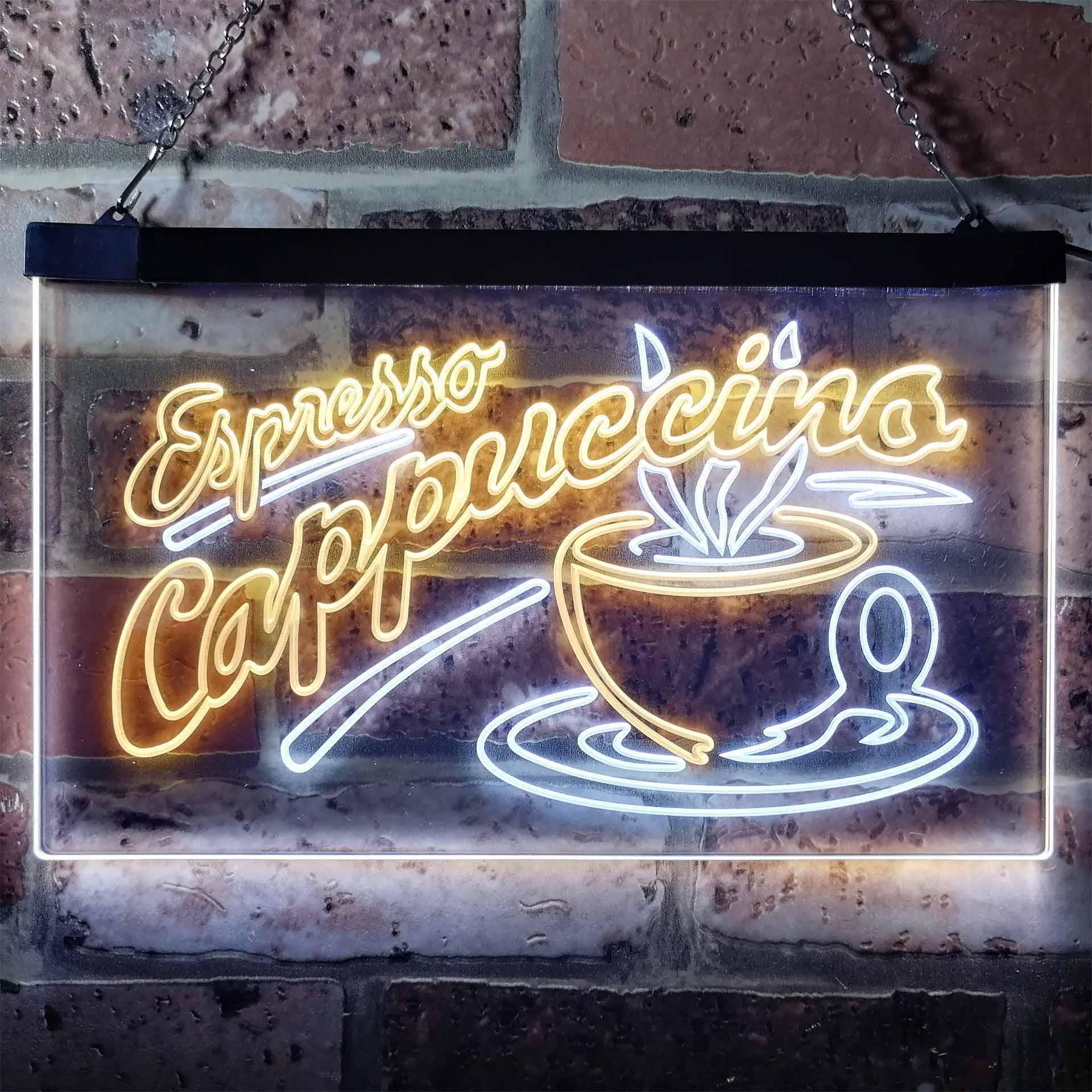 pro Espresso Cappuccino Coffee Shop Open Dual-Color LED Neon Sign